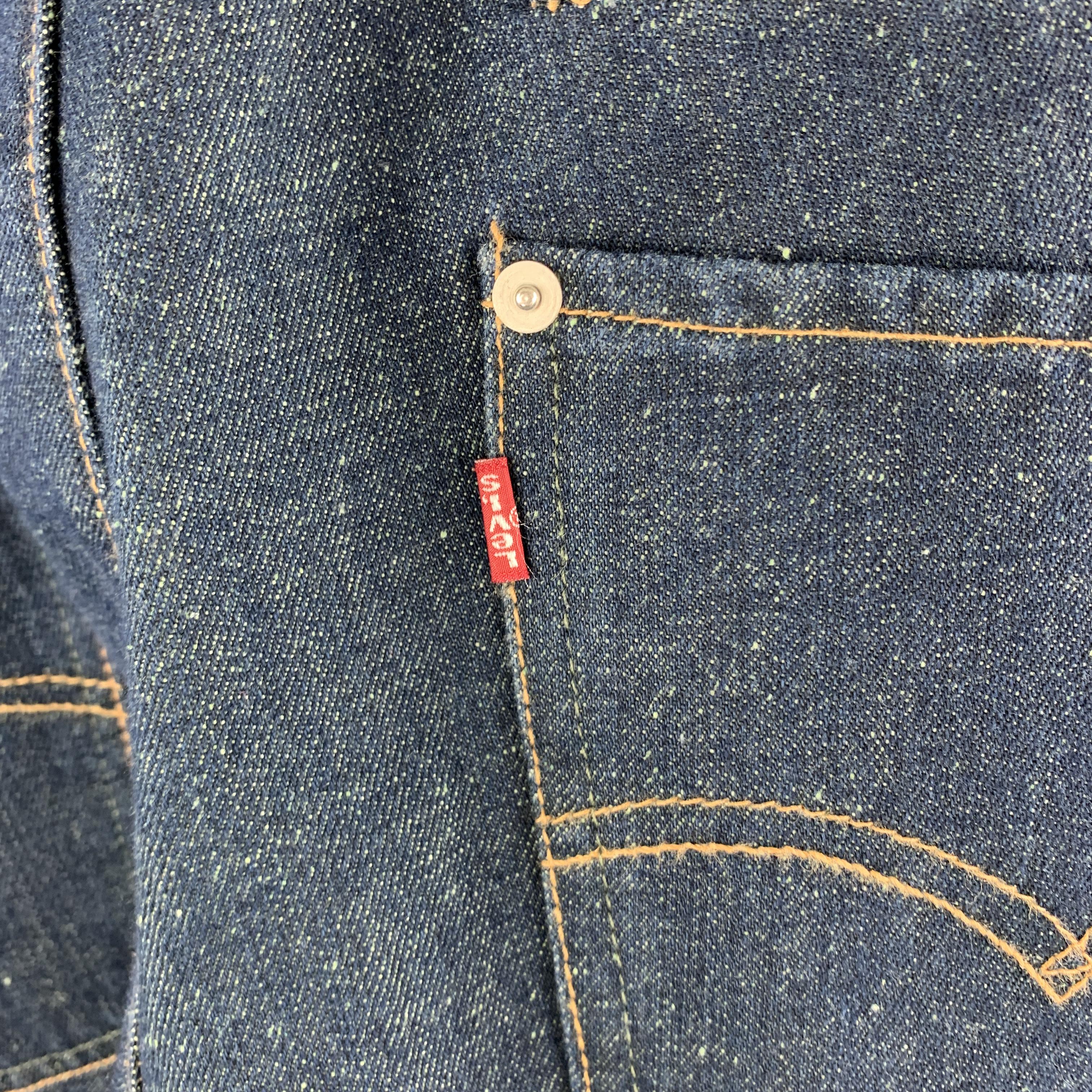 Men's LEVI'S Size 32 Indigo Denim Side Seam Blue Paint Splatter Jeans