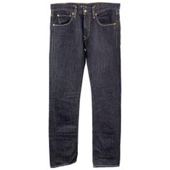 LEVI'S Taille 32 Indigo Solid Cotton / Linen Jeans