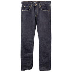 LEVI'S Size 32 Indigo Solid Cotton / Linen Jeans