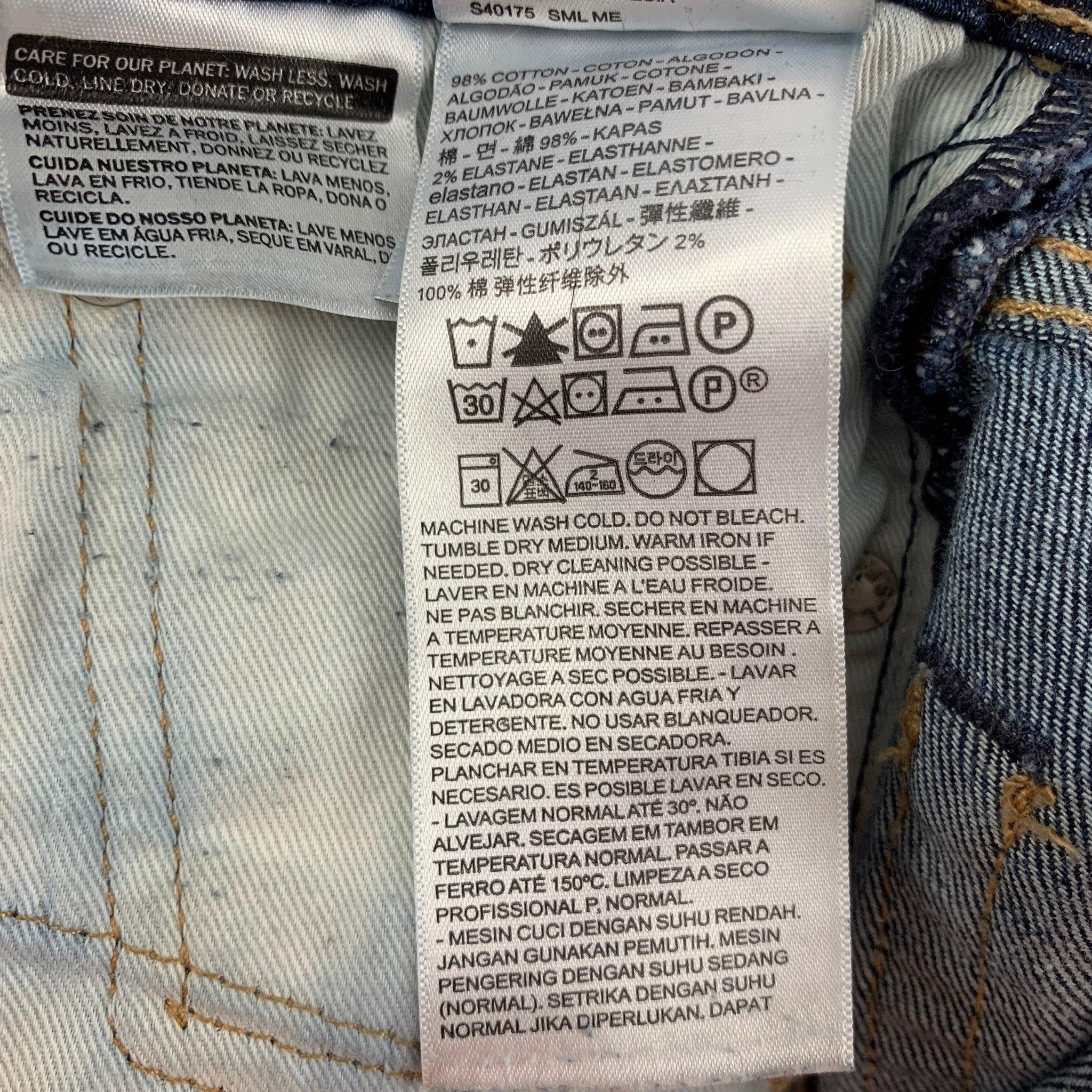 LEVI'S Size 33 Blue Washed Cotton Slim Jeans In Good Condition For Sale In San Francisco, CA