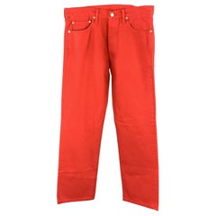 LEVI'S Size 34 Red Solid Cotton Jean Cut Casual Pants