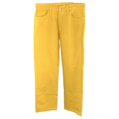 LEVI'S Size 34 Yellow Solid Cotton Button Fly Casual Pants