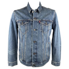LEVI'S Size L Indigo Contrast Stitch Denim Trucker Jacket