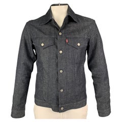 Veste camionneur LEVI en jean damas bleu indigo, taille M