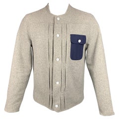 LEVI'S Size M Light Grey Textured Polyester Blend Collarless Jacket