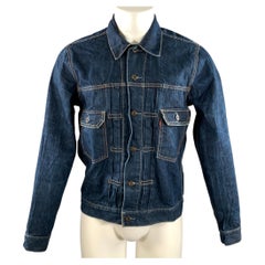 LEVI'S Dagger-Jacke in Größe M, marineblau-indigo, aus plissierter Baumwolle