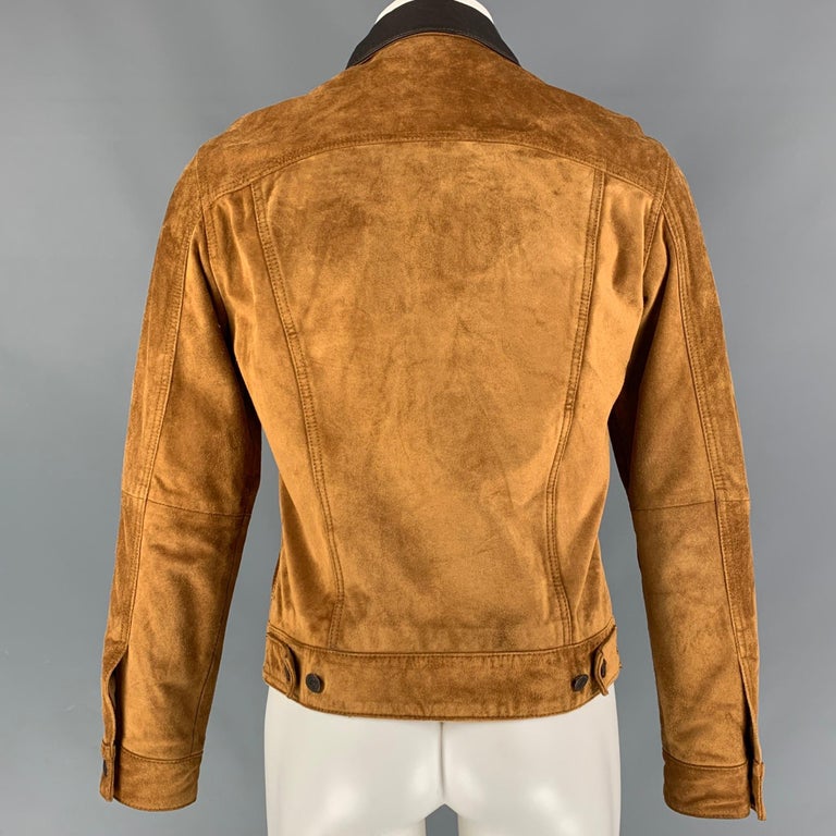 LEVI'S Size M Tan Suede Trucker Jacket For Sale at 1stDibs