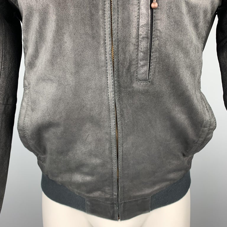 LEVI'S Size S Black Distressed Leather Zip Up Bomber Jacket For Sale at  1stDibs | levis suede zip bomber jacket