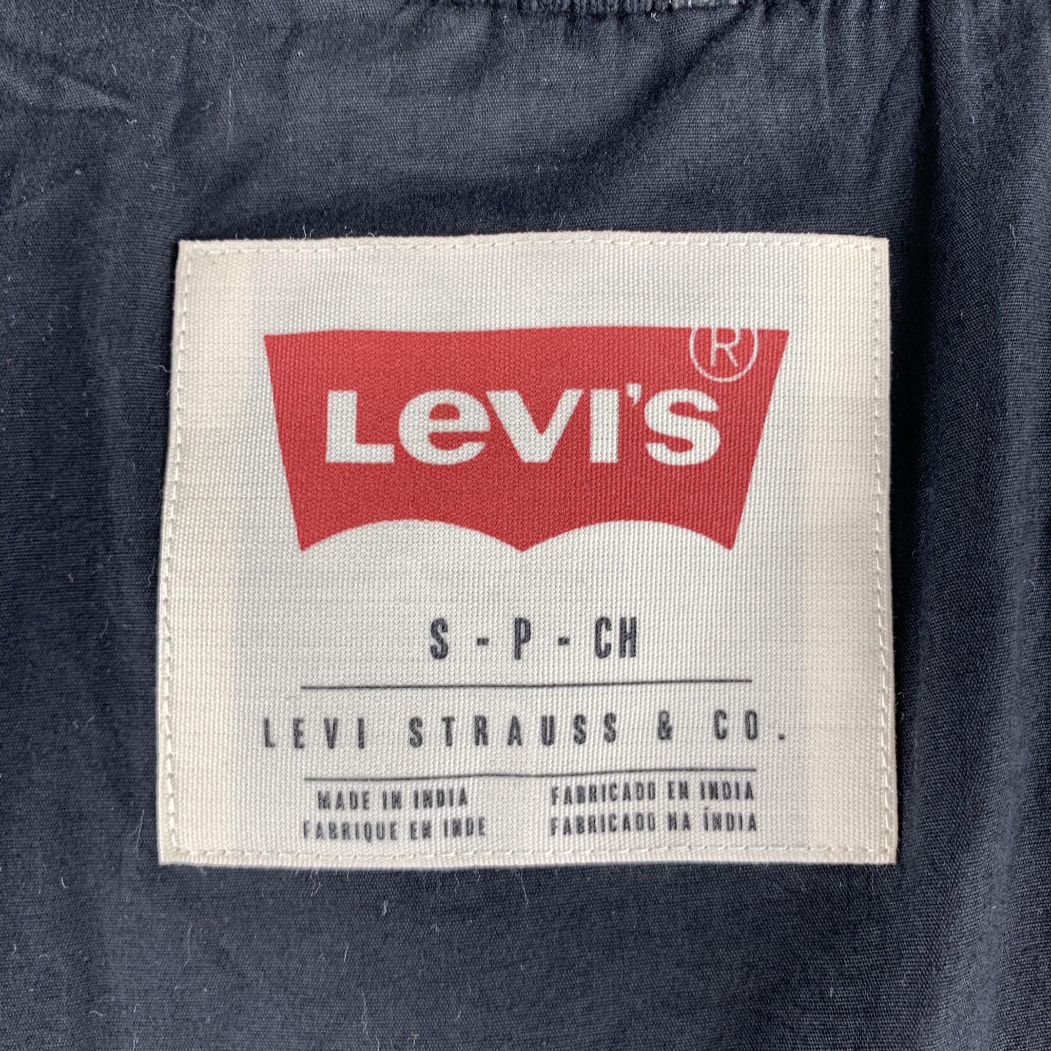 LEVI'S Size S Black Distressed Leather Zip Up Bomber Jacket For Sale at ...