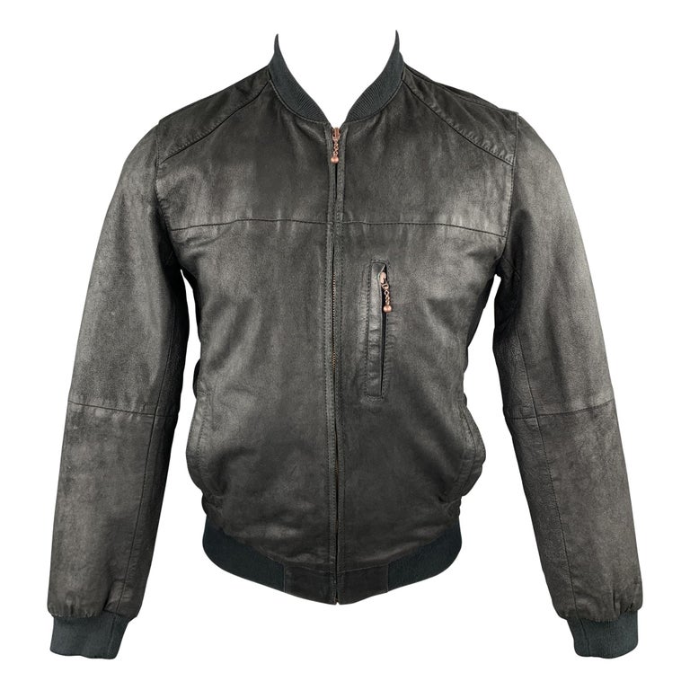 Levi's Distressed Leather Zip-Up Bomber Jacket, contemporary, offered by Sui GENERIS Consignment
