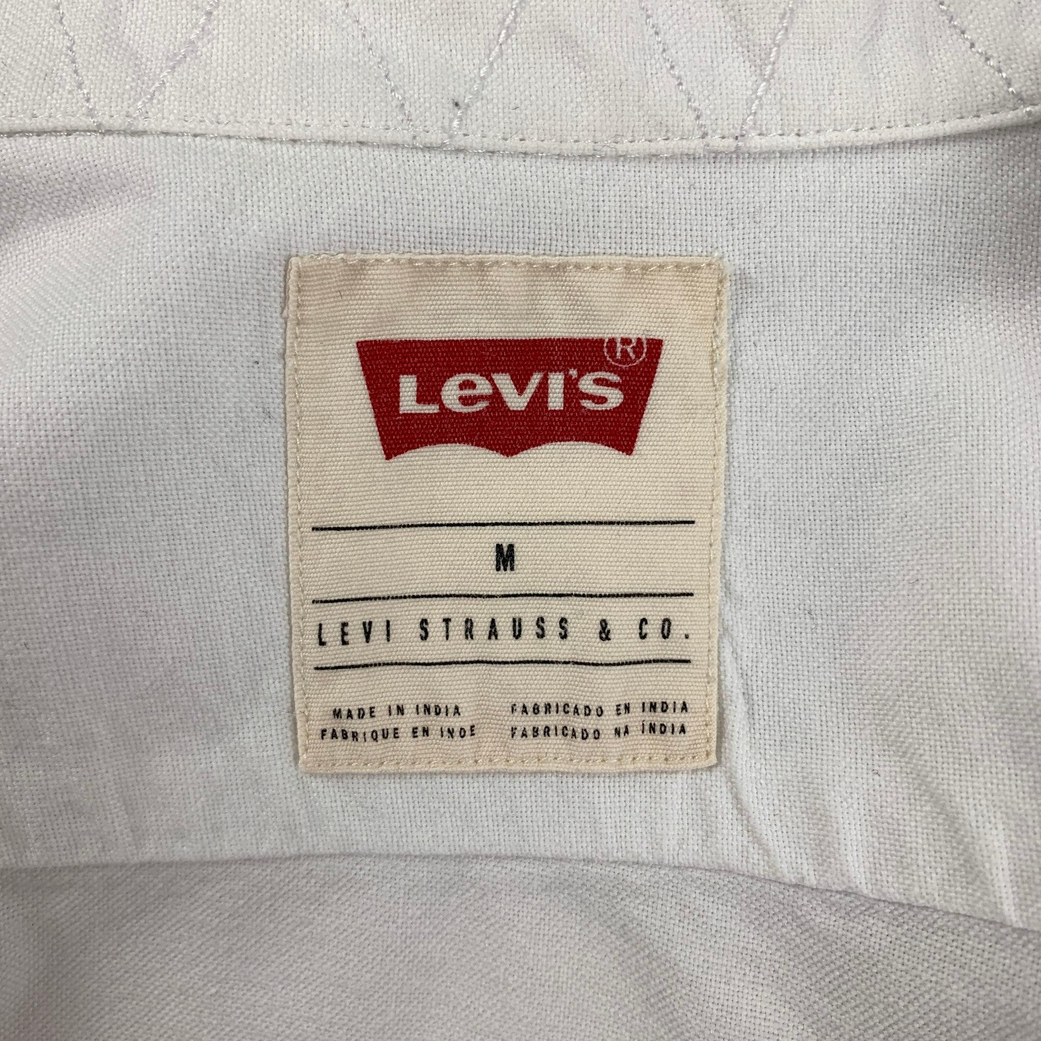 LEVI'S Size S White Cotton Button Up Long Sleeve Shirt For Sale 2