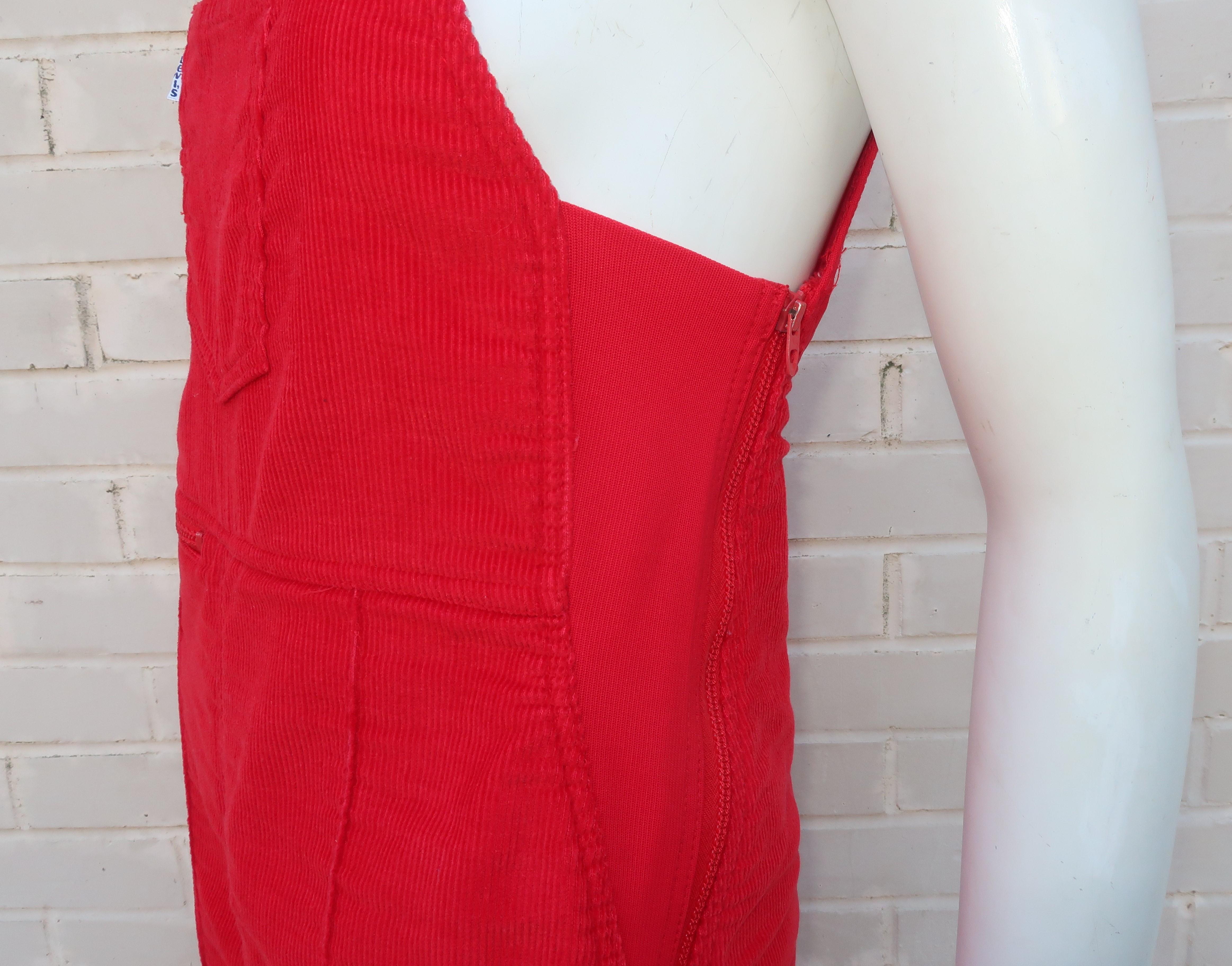 Levi’s Ski Wear Red Corduroy Bibs Overalls, 1970’s 6