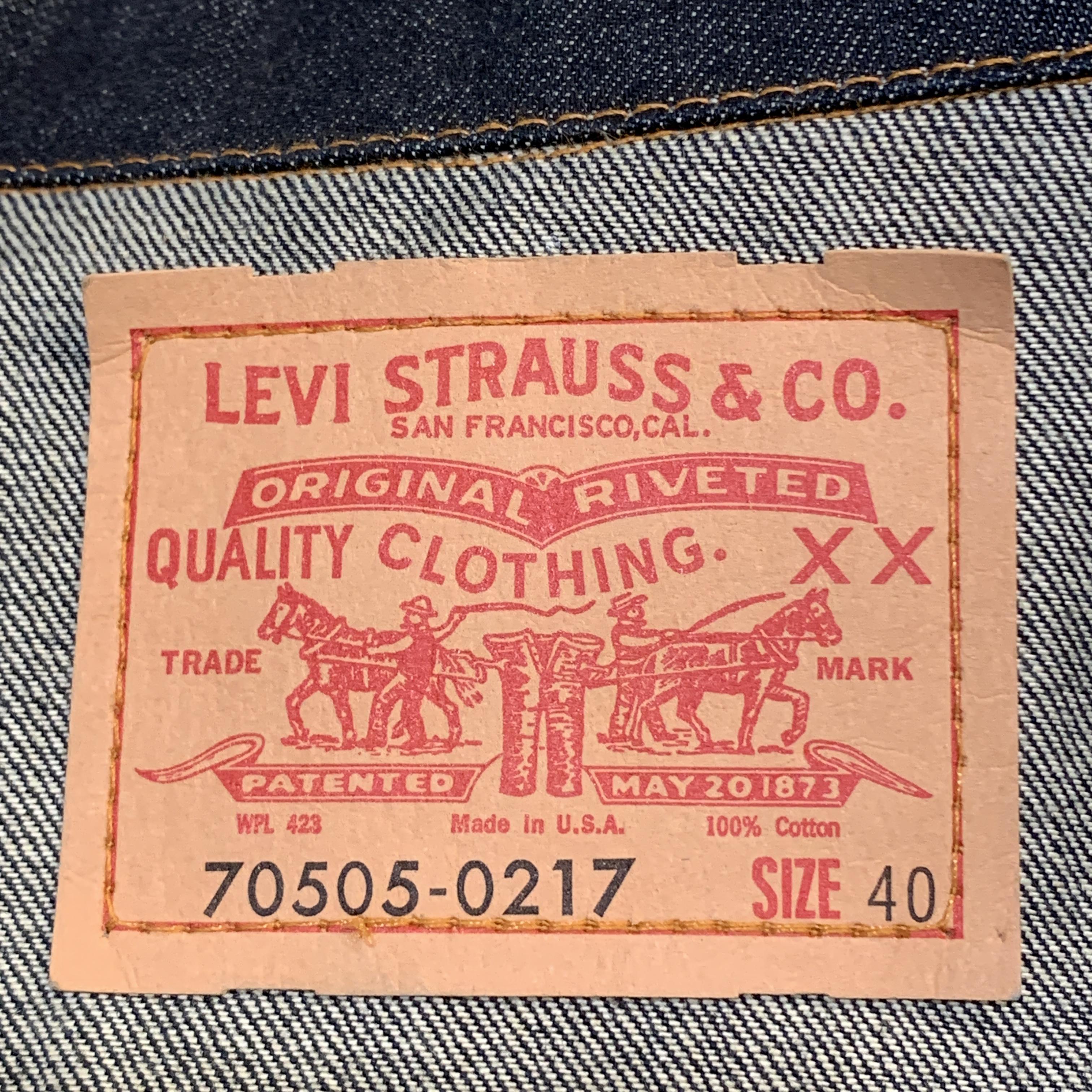 LEVI'S VINTAGE BIG E 40 Indigo Denim Contrast Stitch Trucker Jacket 1