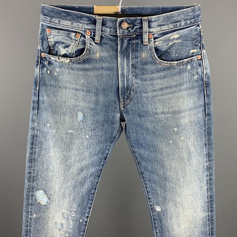 LEVI'S VINTAGE CLOTHING 551 Z Size 29 Blue Wash Selvedge Denim Zip Up Jeans  at 1stDibs