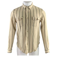 LEVI'S VINTAGE CLOTHING Size S Cream Black Stripe Cotton Long Sleeve Shirt