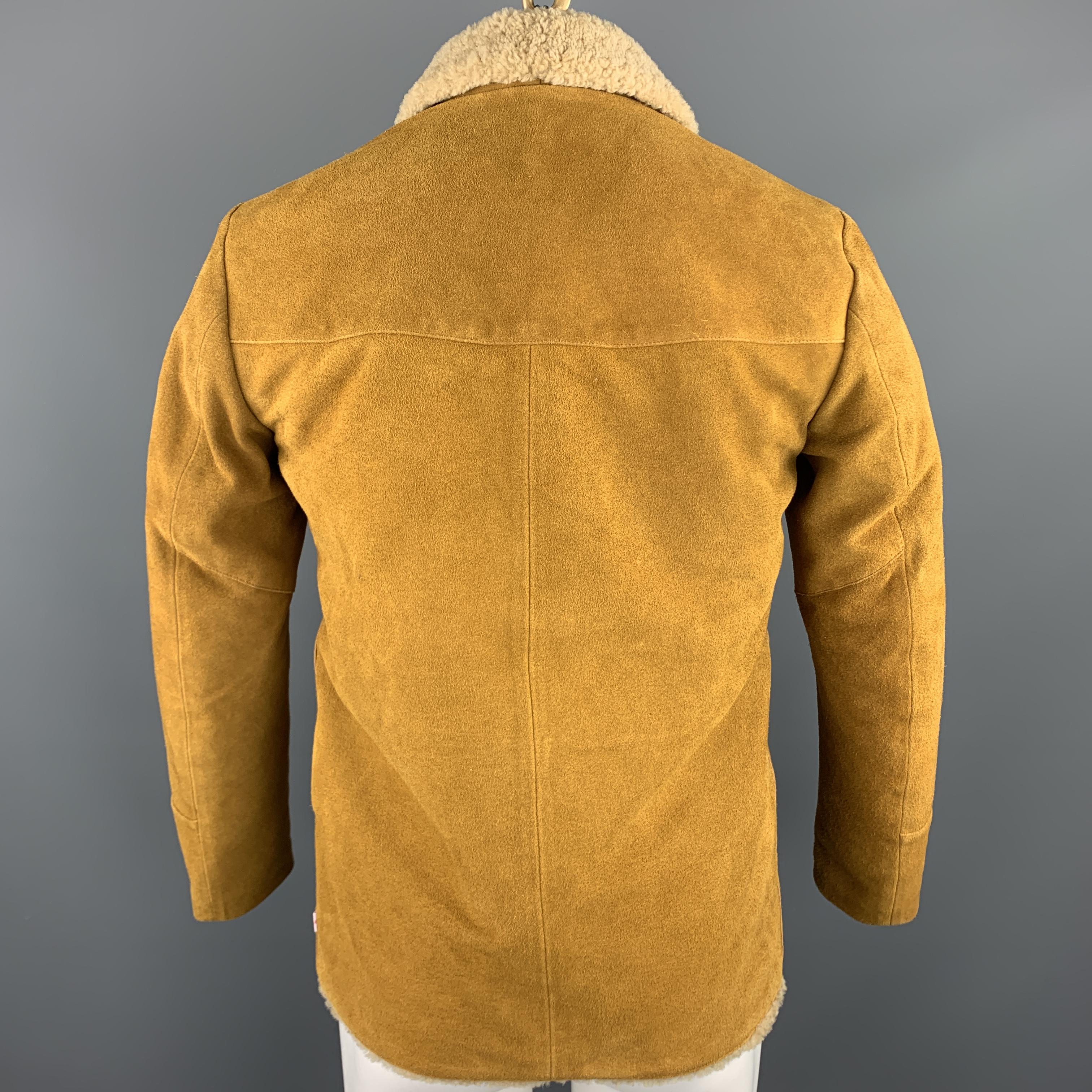 LEVI'S VINTAGE CLOTHING Size XS Tan Suede Shearling Snaps Jacket In New Condition In San Francisco, CA