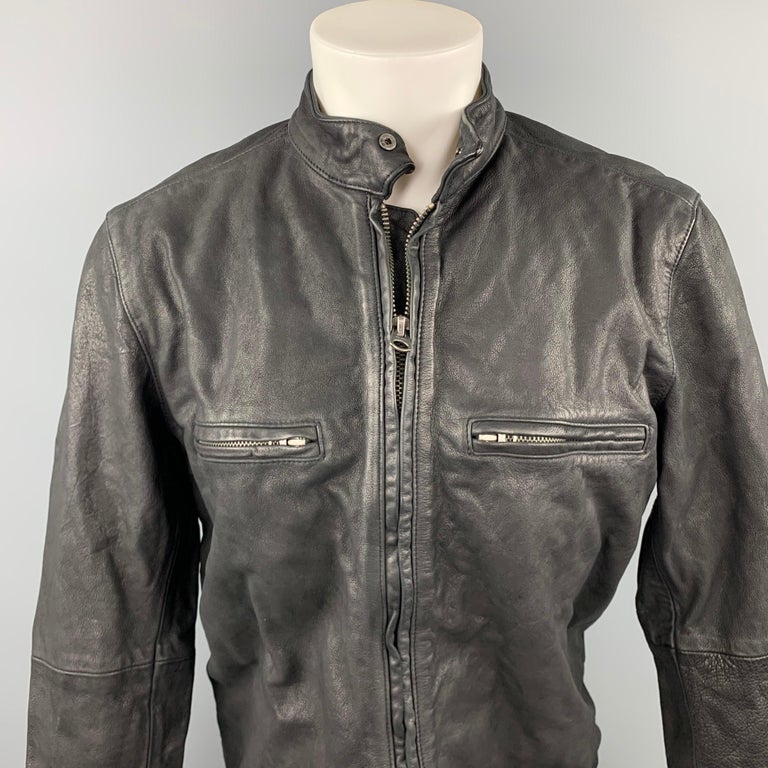 LEVI'S VINTAGE Size M Black Distressed Leather Motorcycle Jacket For ...