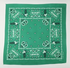 Levi's Western Cowboy Green Cotton Kerchief Scarf Bandana, 1960's