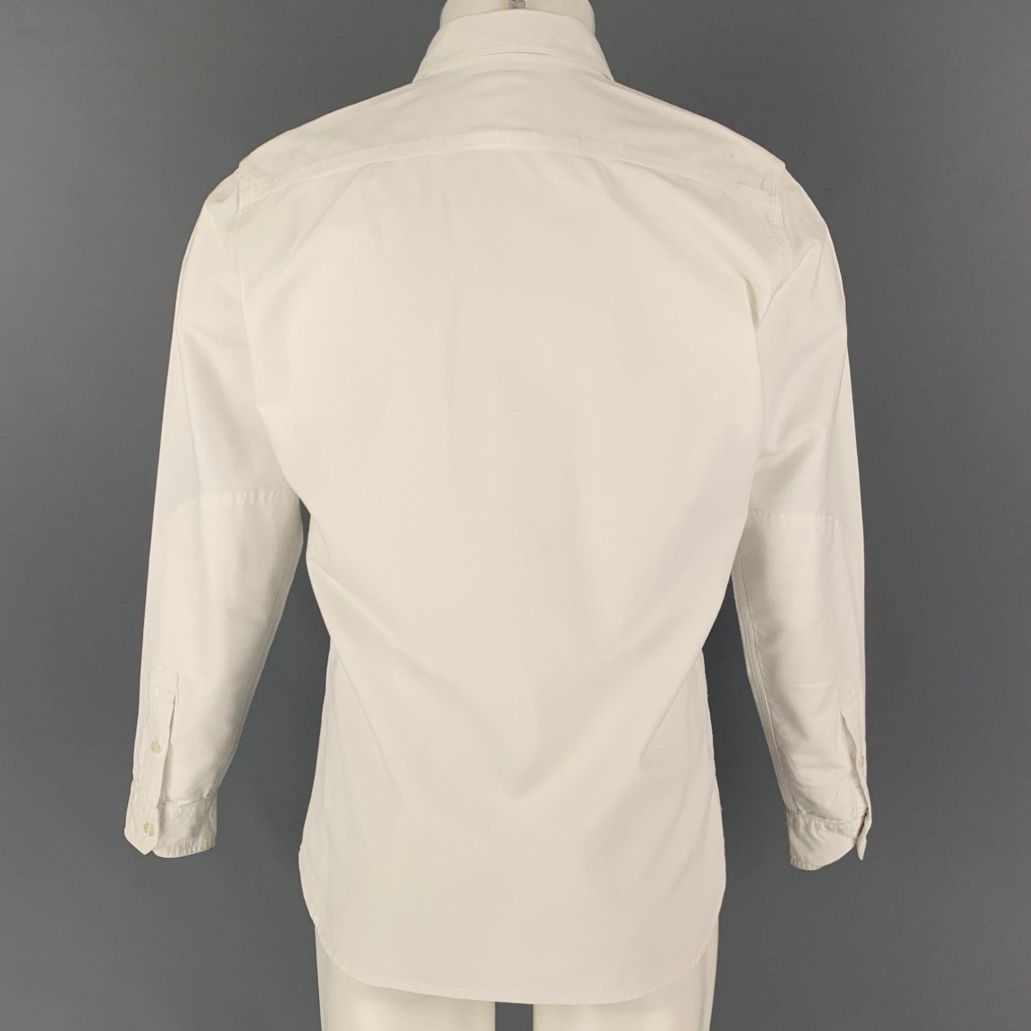 LEVI'S White Cotton Button Up Long Sleeve Shirt In Good Condition For Sale In San Francisco, CA
