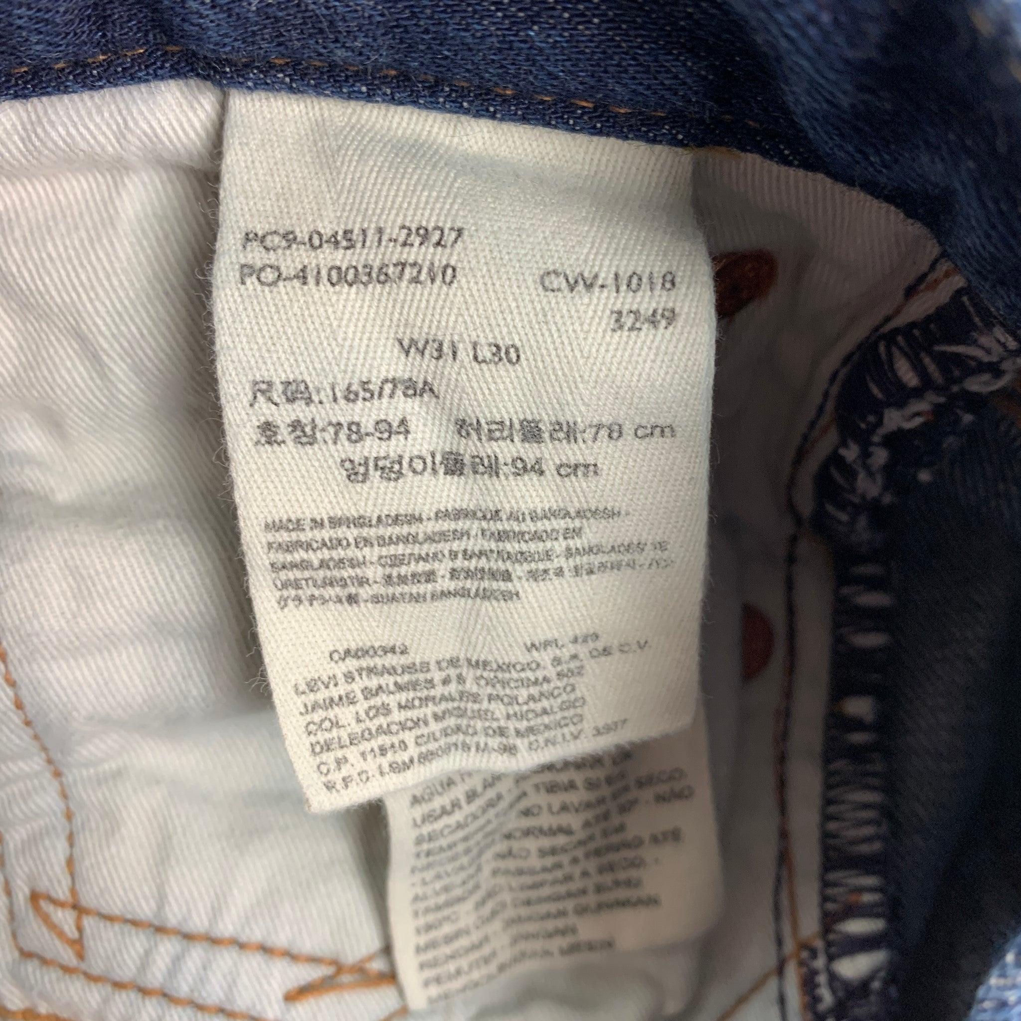LEVI'S x OUTERKNOWN Size 31 Indigo Contrast Stitch Cotton Lyocell Slim Jeans In Good Condition For Sale In San Francisco, CA