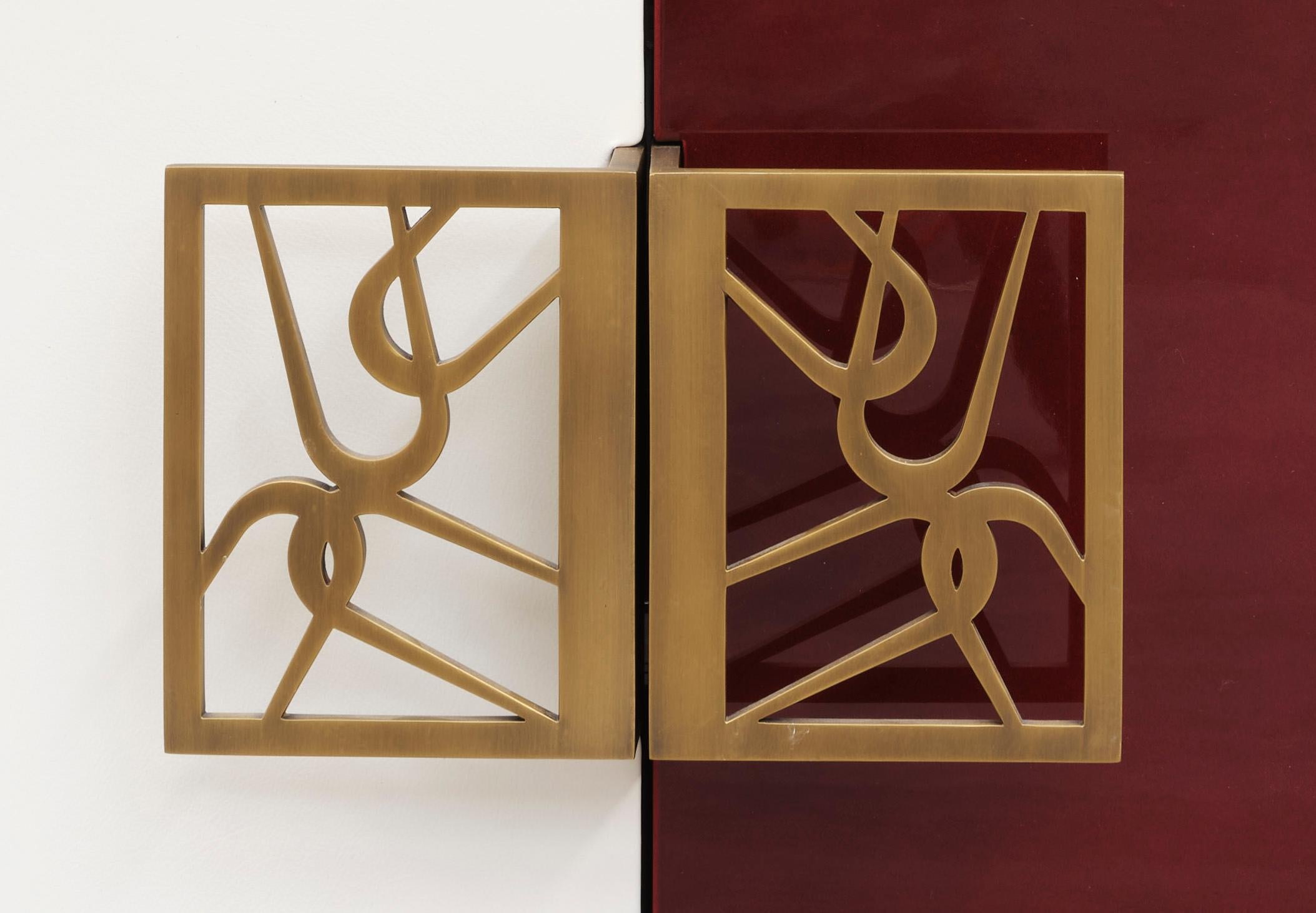 21st Century Modern Handcrafted Cabinet, in Lacquer and Brass by BelBar Studio In New Condition For Sale In LONDON, GB