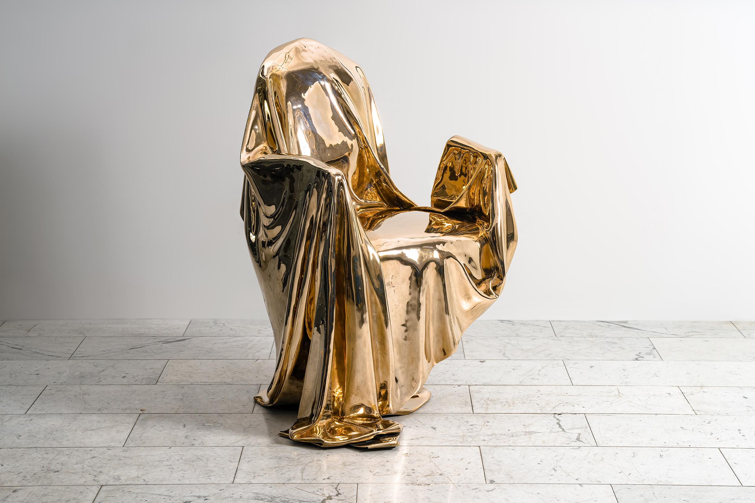 Contemporary Levitaz Armchair in Cast Bronze For Sale
