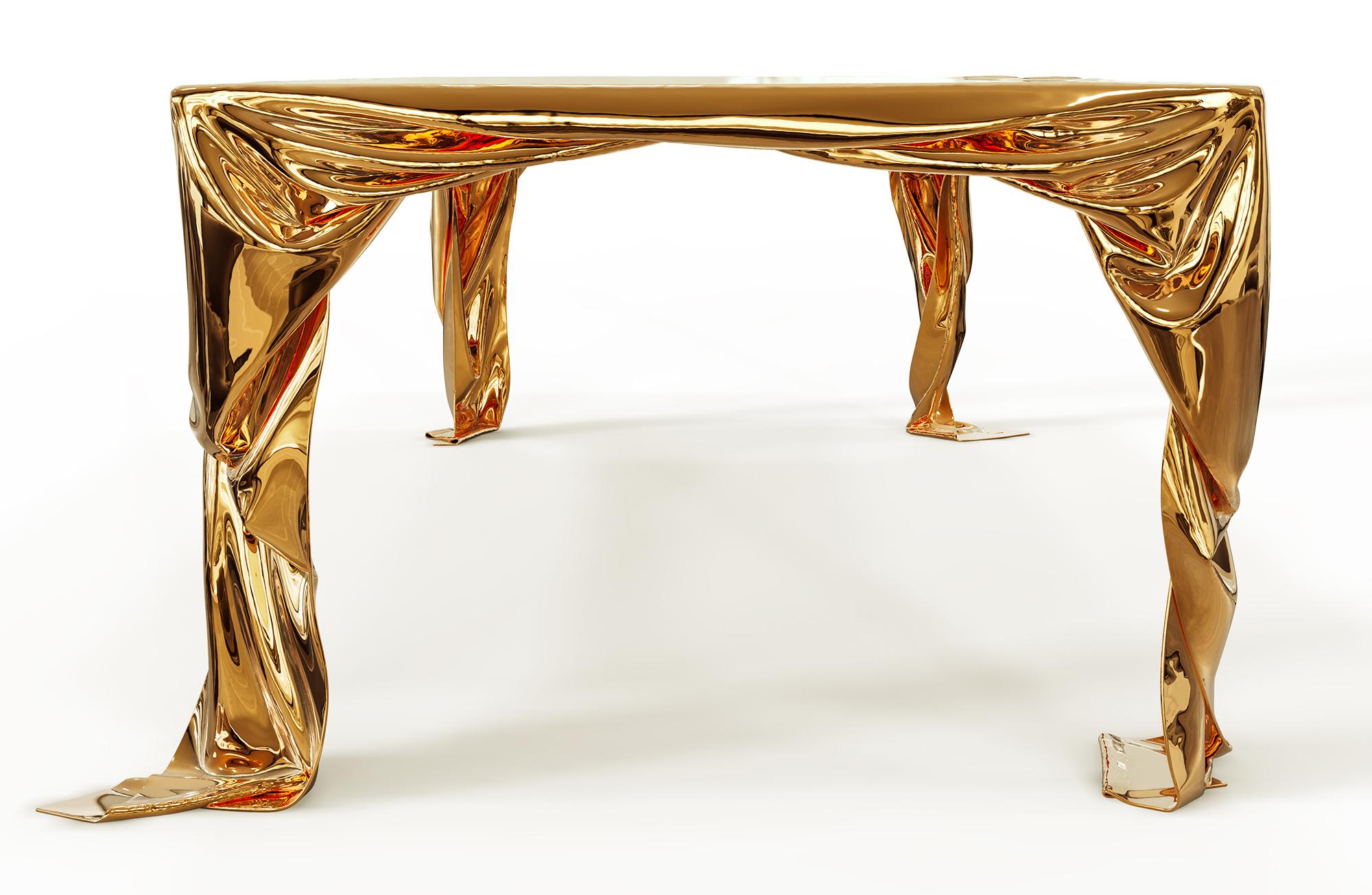 Contemporary Levitaz Cast Bronze Dining Table For Sale
