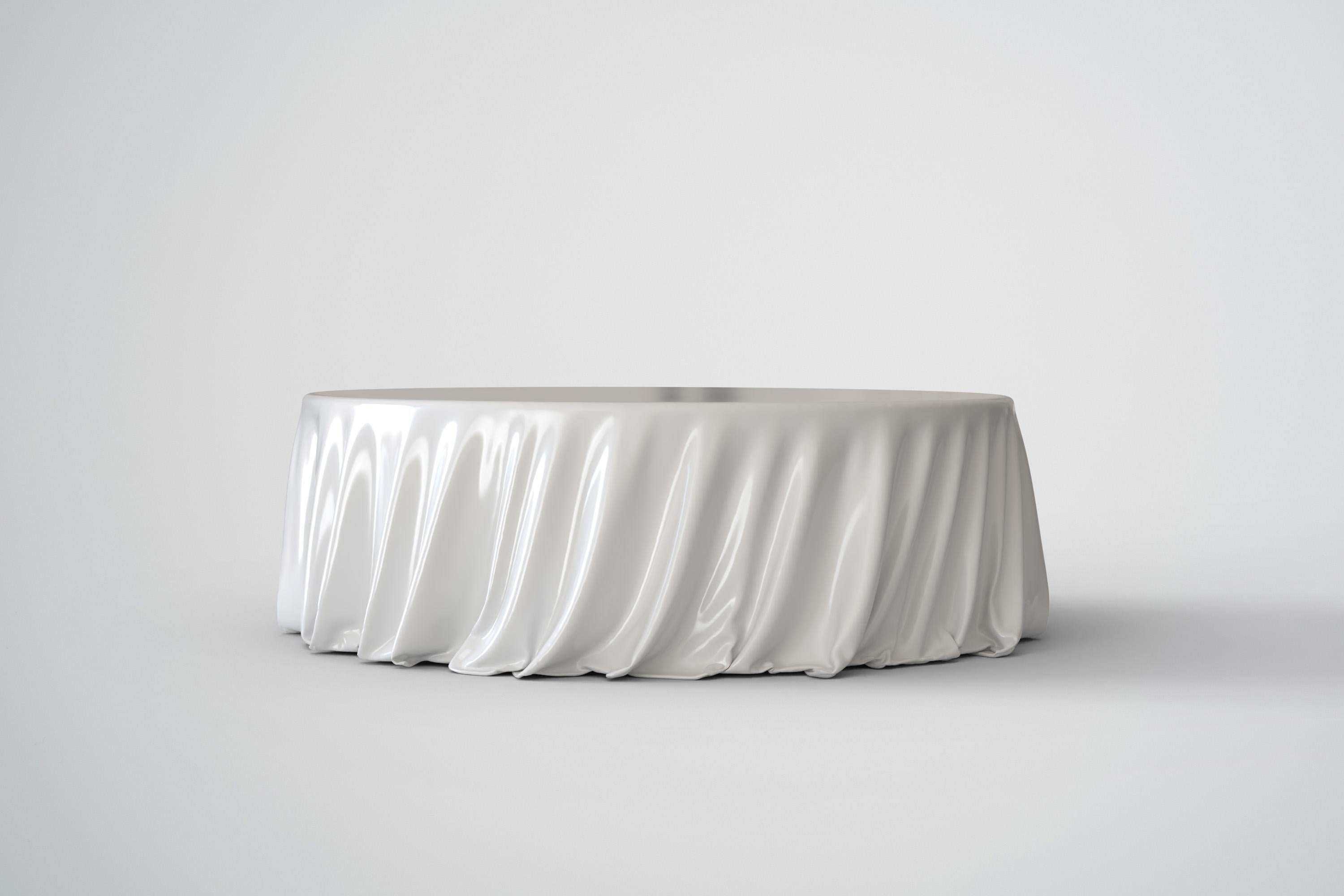 Table basse ronde Whitingaz en blanc brillant Neuf - En vente à San Jose del Cabo, BCS
