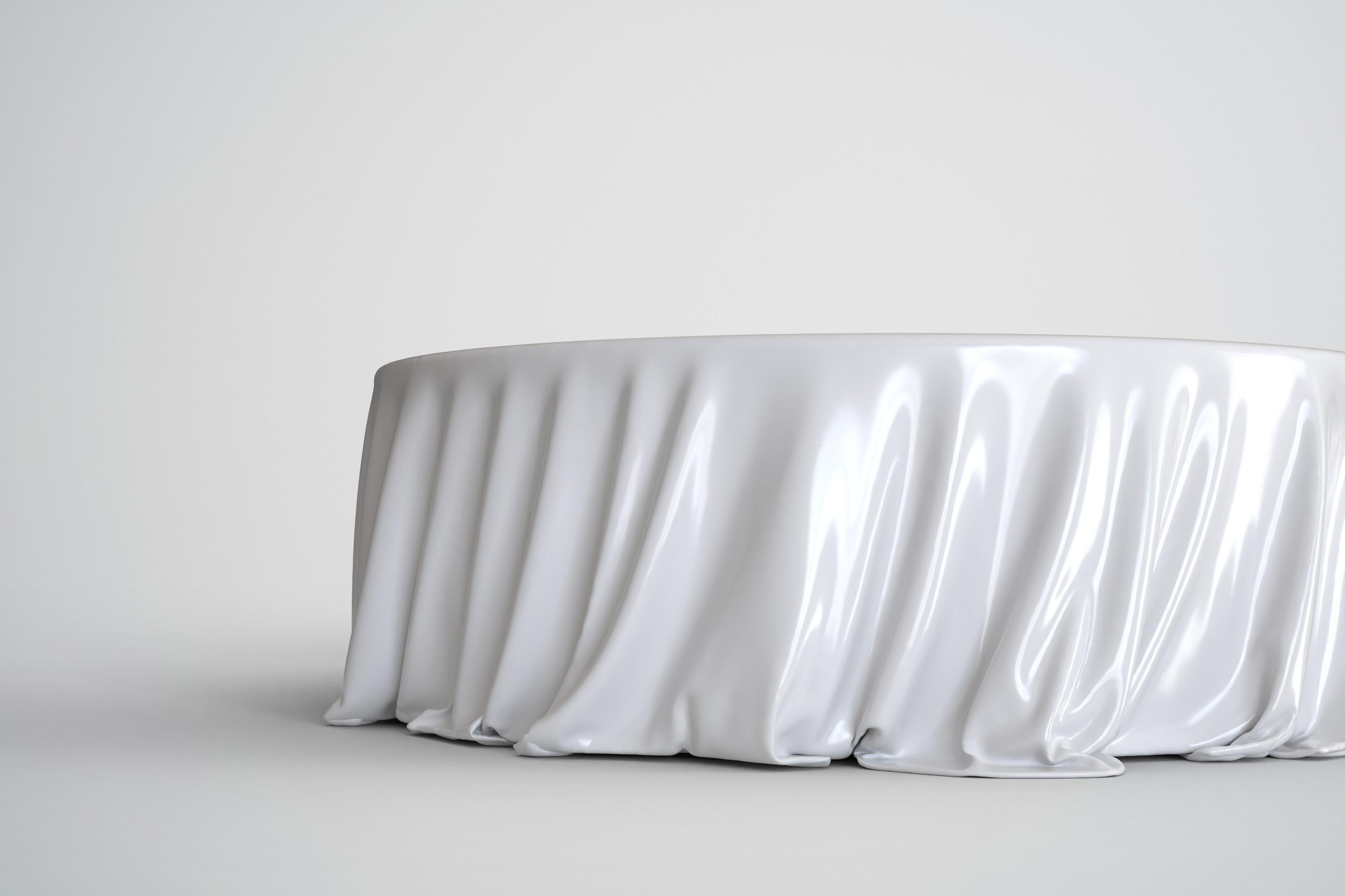 Table basse ronde Whitingaz en blanc brillant en vente 1