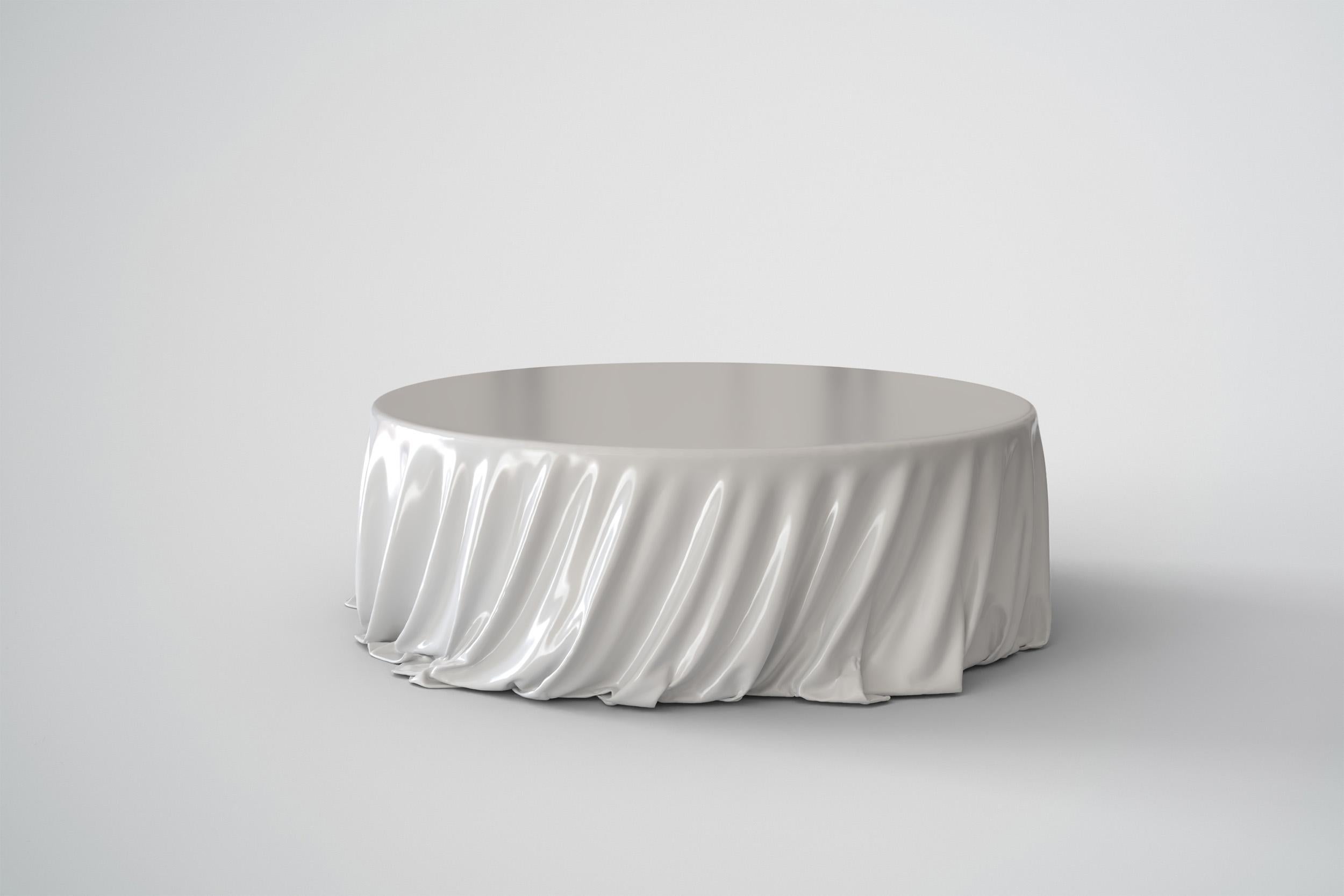 Table basse ronde Whitingaz en blanc brillant en vente 2