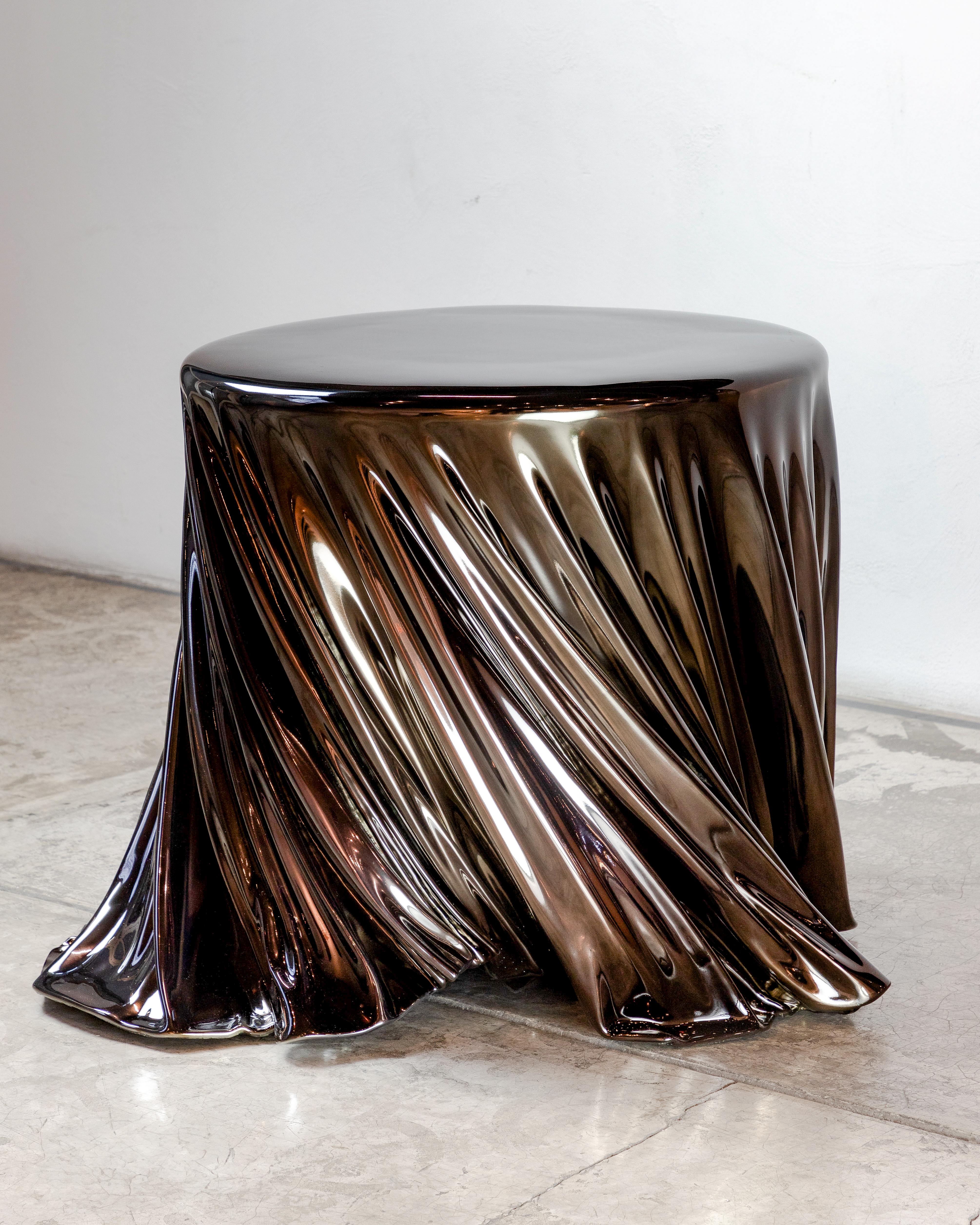 Polychromed Levitaz Twirl Side Table Chrome Black For Sale