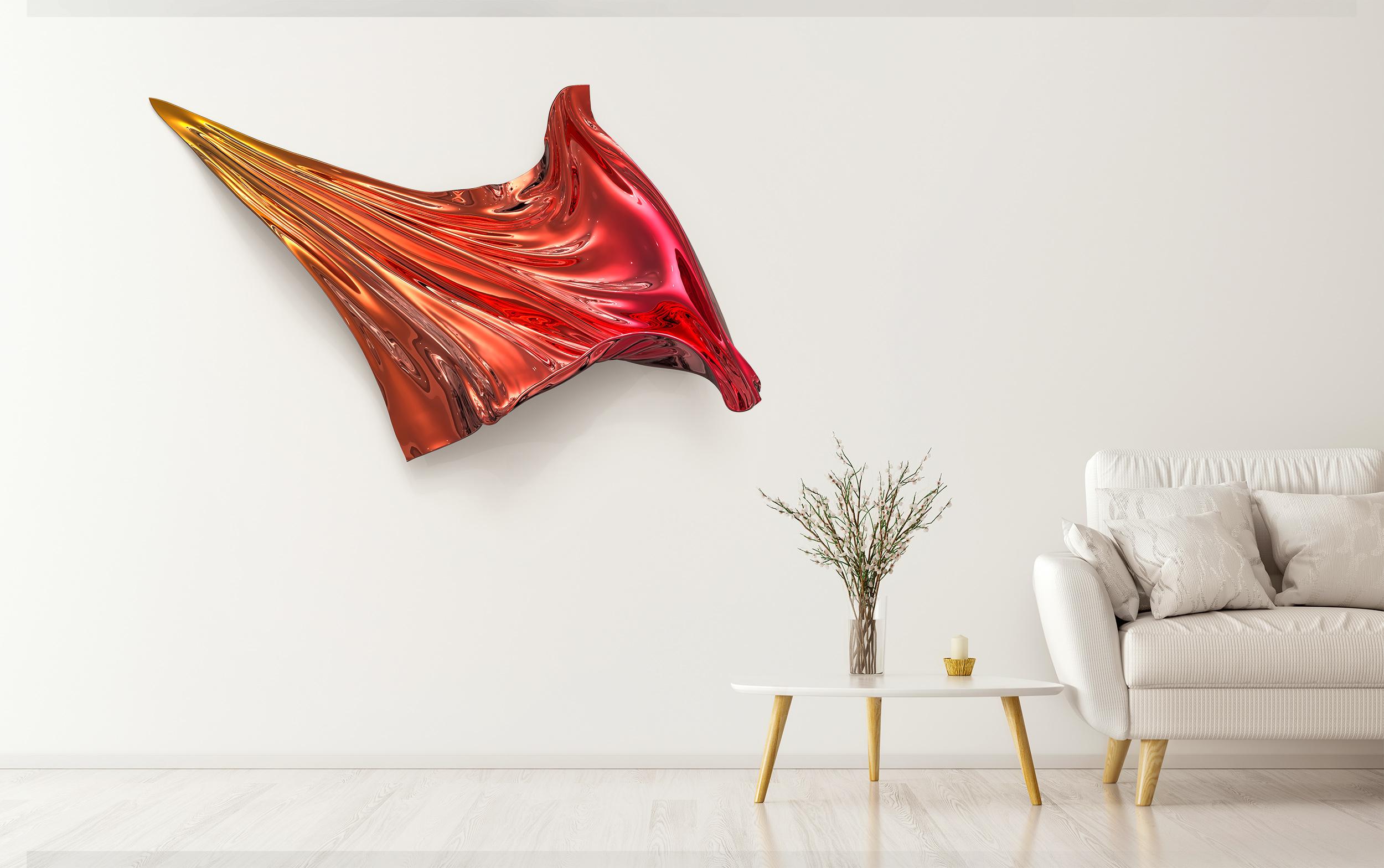 Levitaz Wall Panel IV resonates with the temporality of motion, its form capturing the fluid dance between form and the forces that sculpt it. Cast in resplendent chrome, this piece by Katz Studio draws the gaze into the depths of its dynamic
