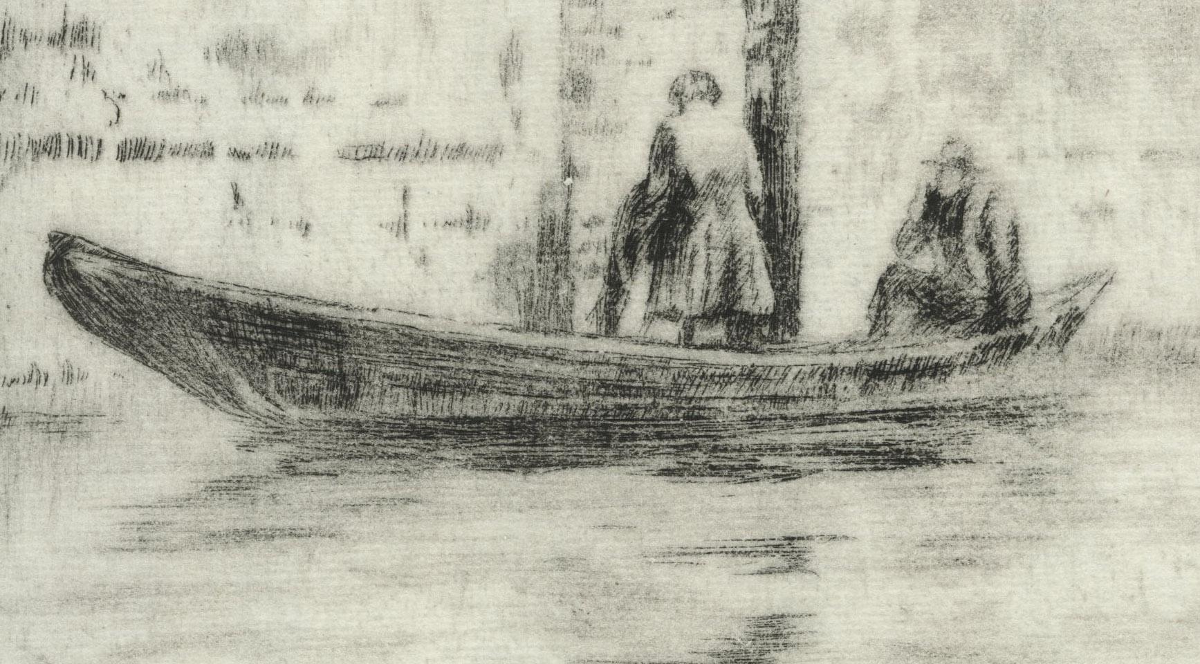 Sin título (Canal de Venecia, hombre saliendo de la góndola) - Print de Levon West