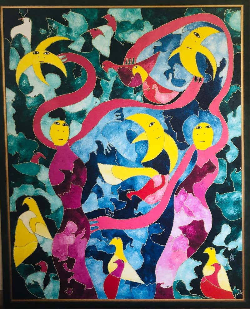 Angel Botello - Queen and Princess- Original Contemporary Framed Mixed ...