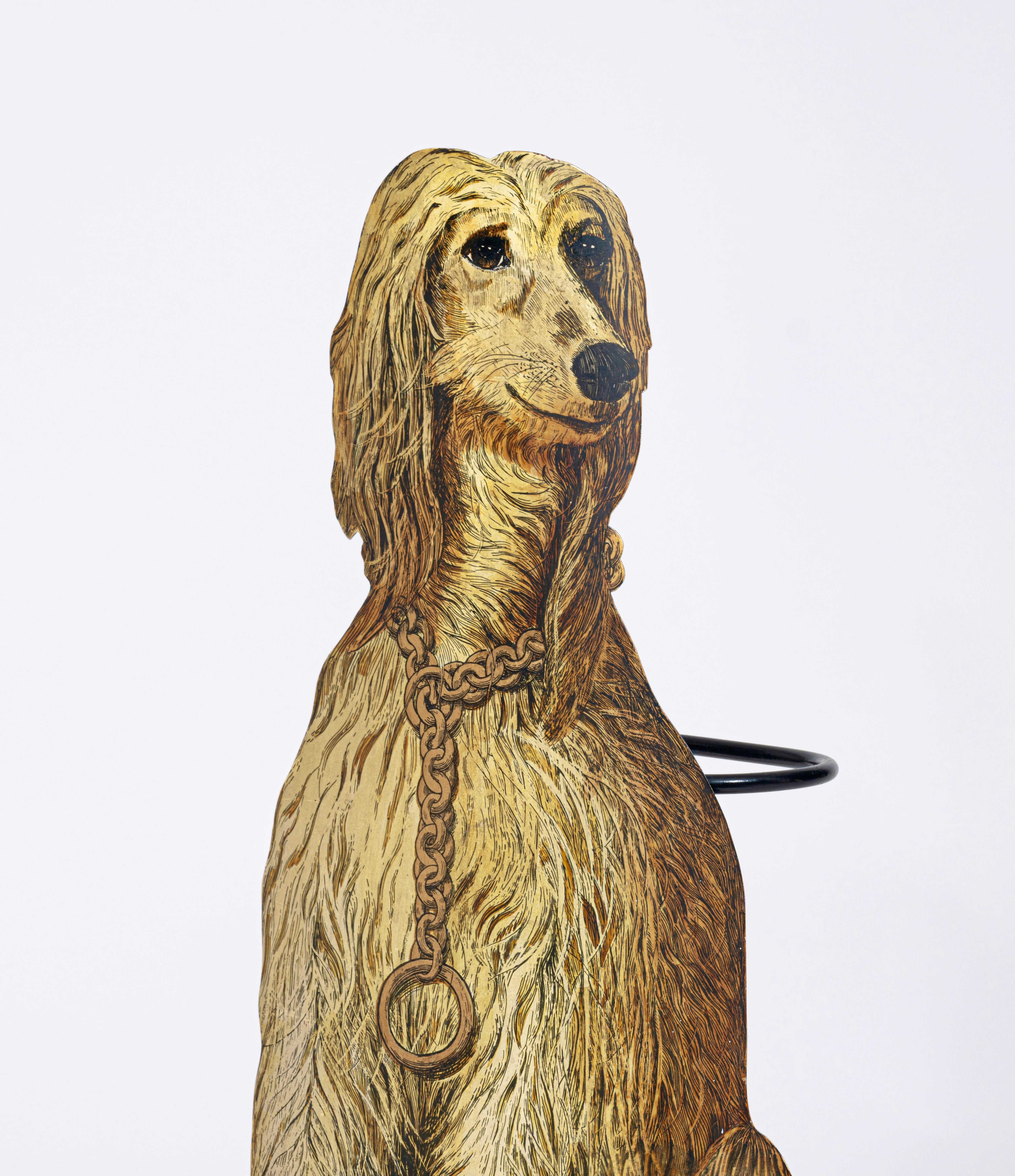 'Levriero Afgano' Afghanischer Hund Umbrella Stand, Piero Fornasetti Italien um 1955 (Stahl) im Angebot
