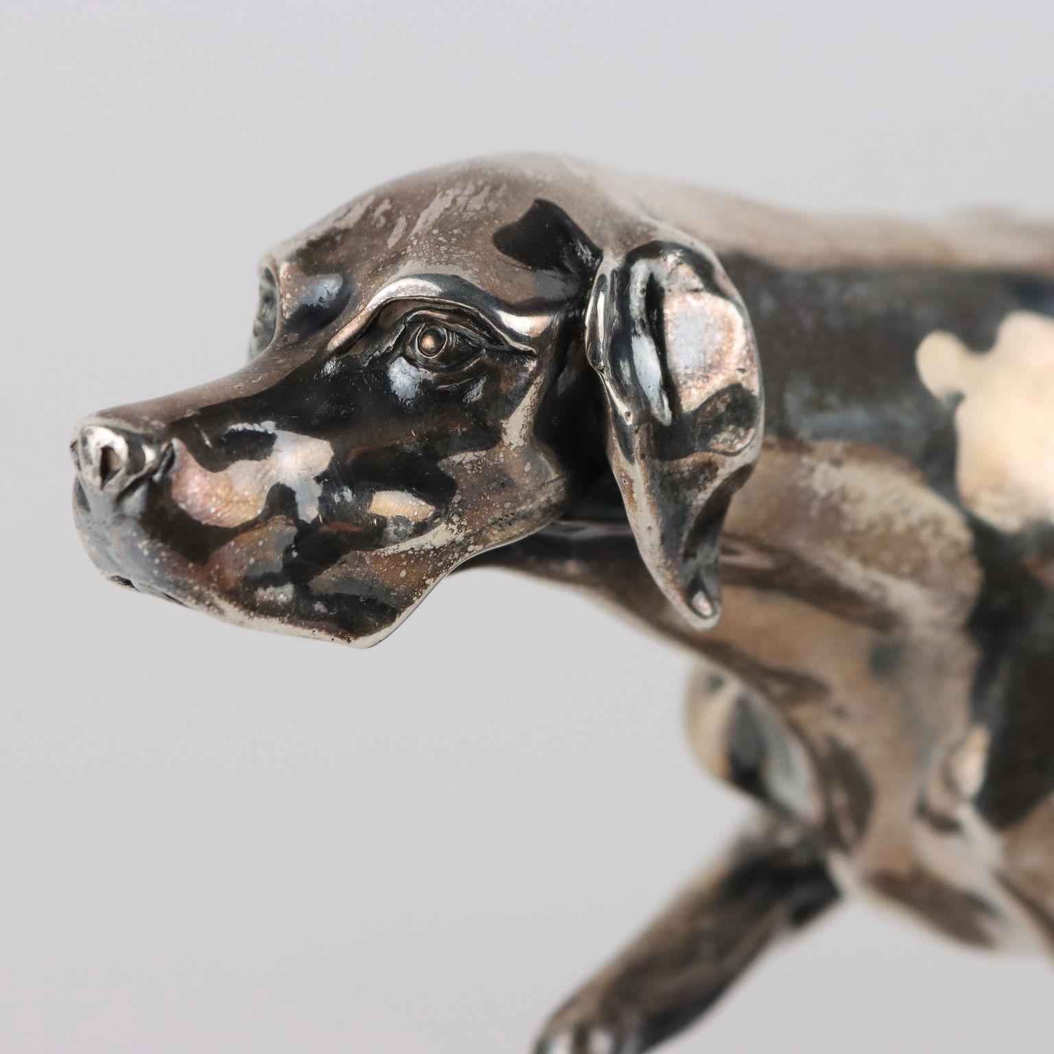 Italian Greyhound in Silver Manifattura Mazzucato Italy Second Half '900 For Sale