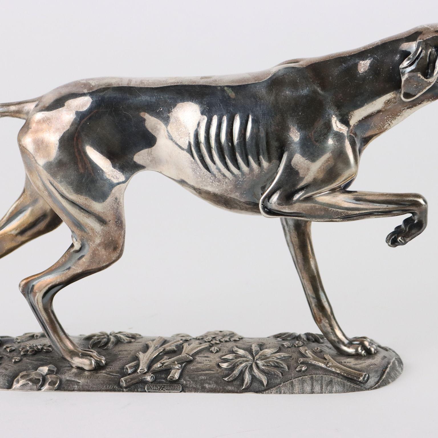 Greyhound in Silver Manifattura Mazzucato Italy Second Half '900 In Good Condition For Sale In Milano, IT