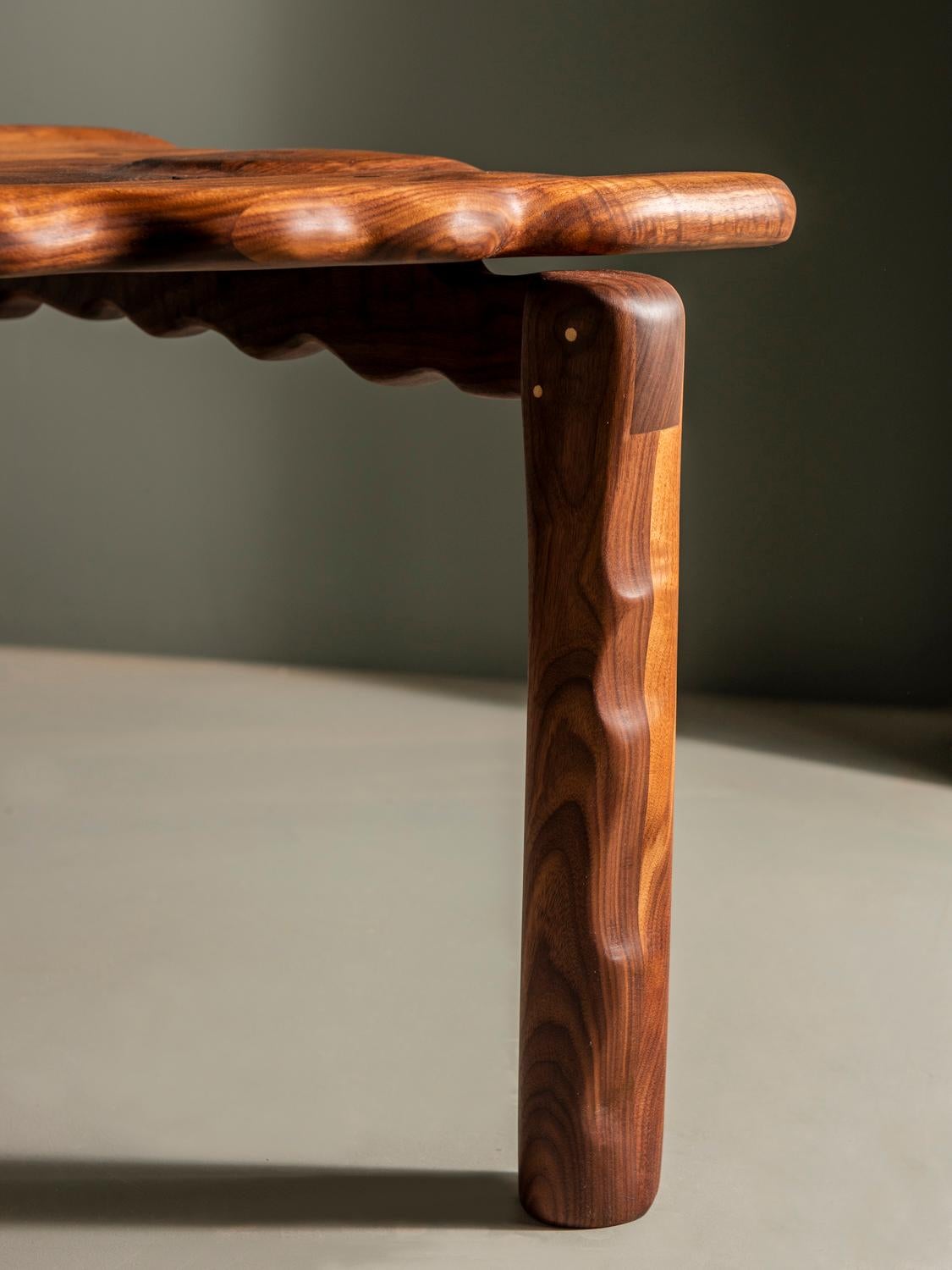 Lev's chair by Luke Malaney
Dimensions: H 40.7 x D 35.5 x W 51 cm
Materials: walnut
Natural oil / wax finish

Luke Malaney designs and creates one of a kind pieces of furniture that are made to last. Using old world joinery, elegant design, and