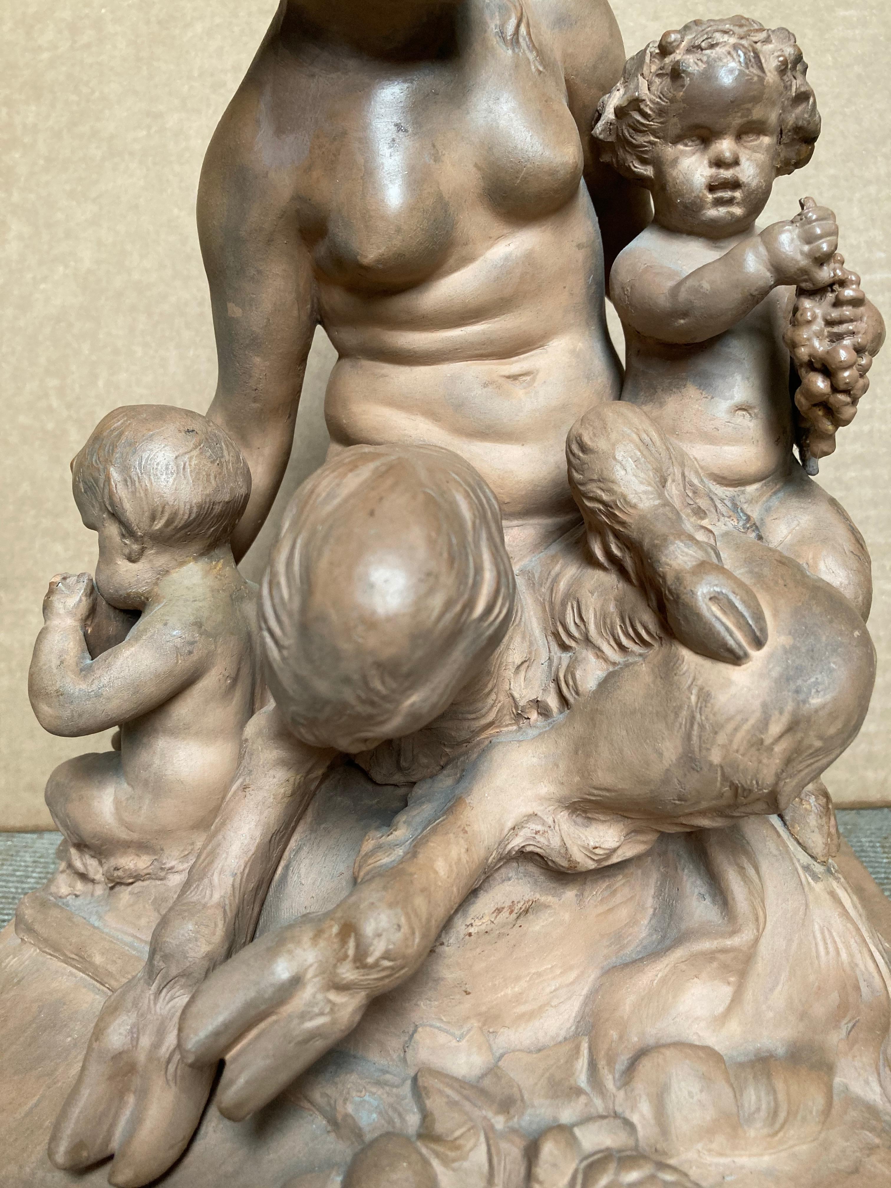 Satyress and her Children - Sculpture by Levy