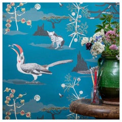 Vintage Lewa Union Blue Botanical Tropical Wallpaper