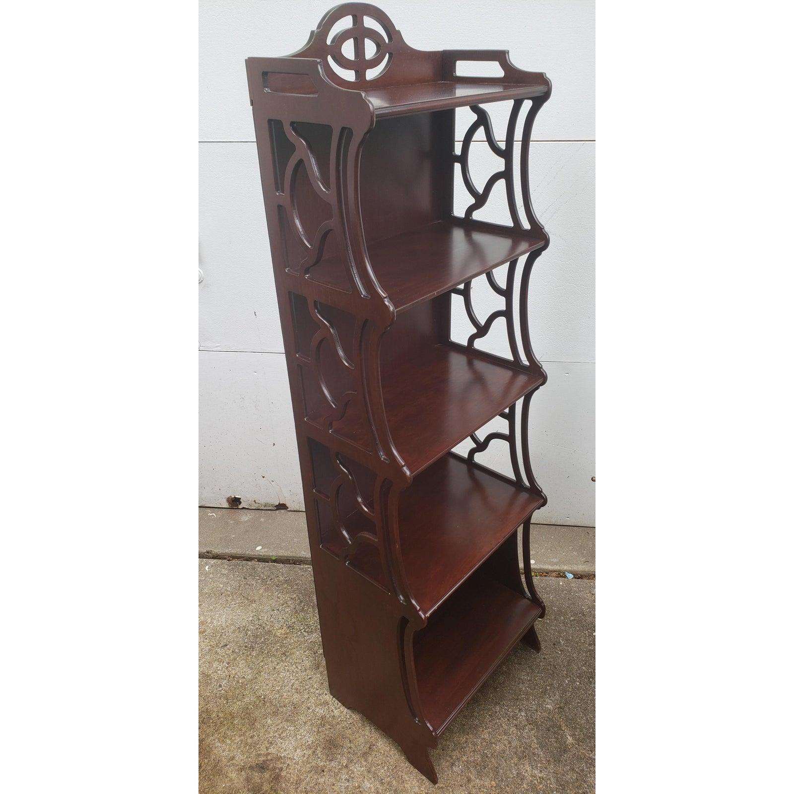 Very rare Lewis Butler mixture of neoclassical and chippendale style display shelf etagere. Great for any room and decor in your home. In great condition. Just the right size to fit anywhere. 
It measures 16W x 12.25D x 52.5H.