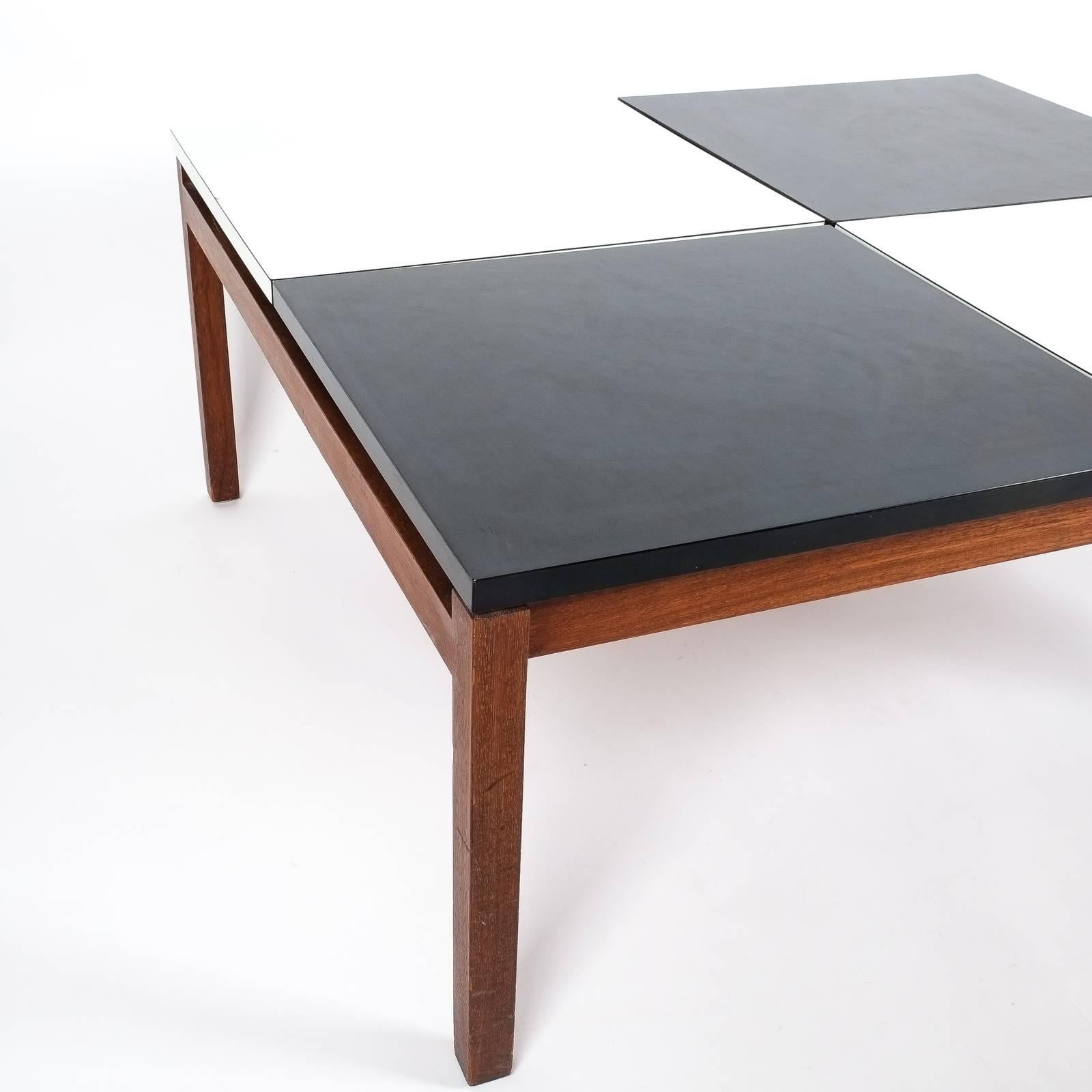 Laminate Lewis Butler Black and White Coffee Table Walnut Wood Base, Knoll, 1960 For Sale