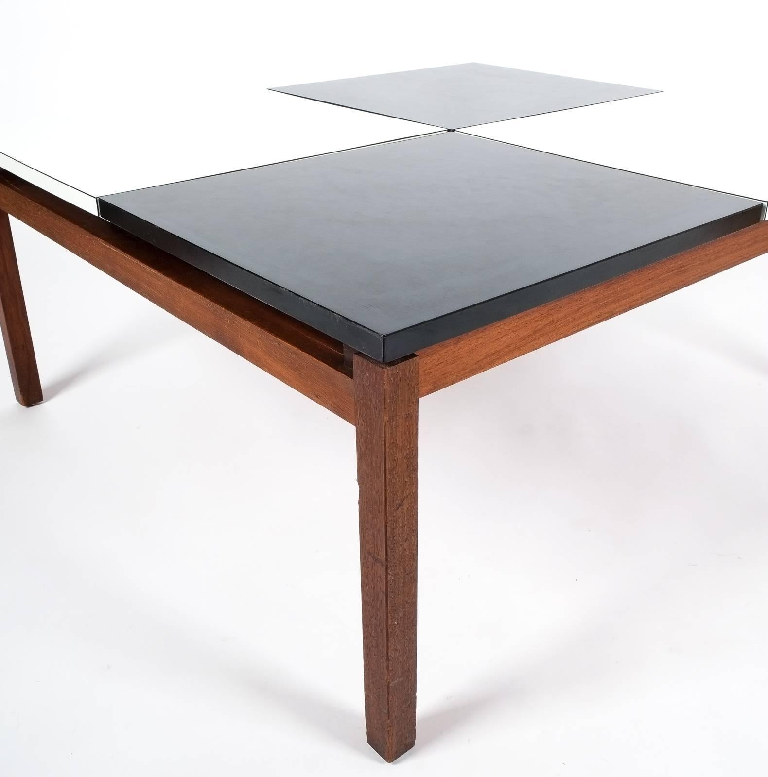 Lewis Butler Black and White Coffee Table Walnut Wood Base, Knoll, 1960 For Sale 1