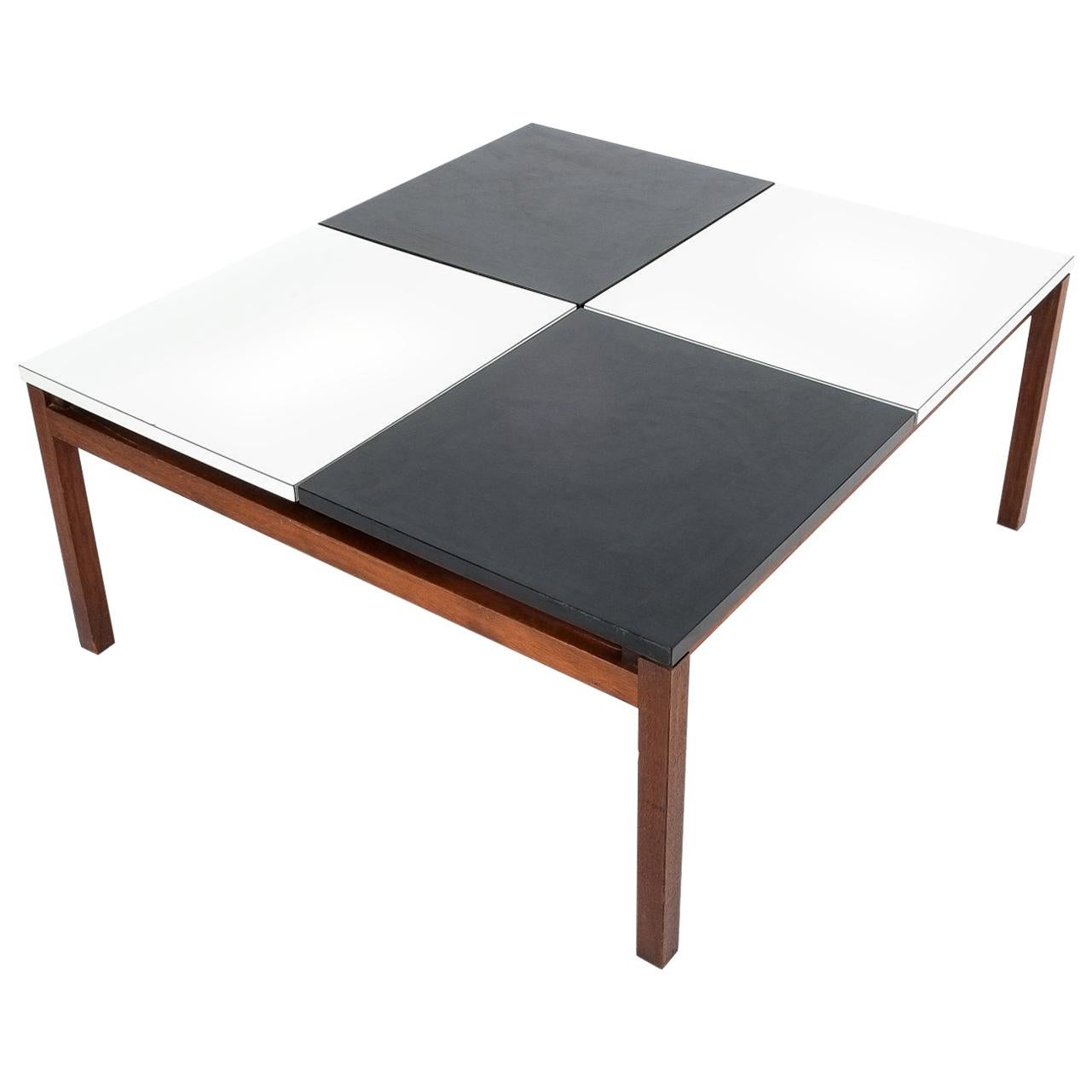 Lewis Butler Black and White Coffee Table Walnut Wood Base, Knoll, 1960 For Sale