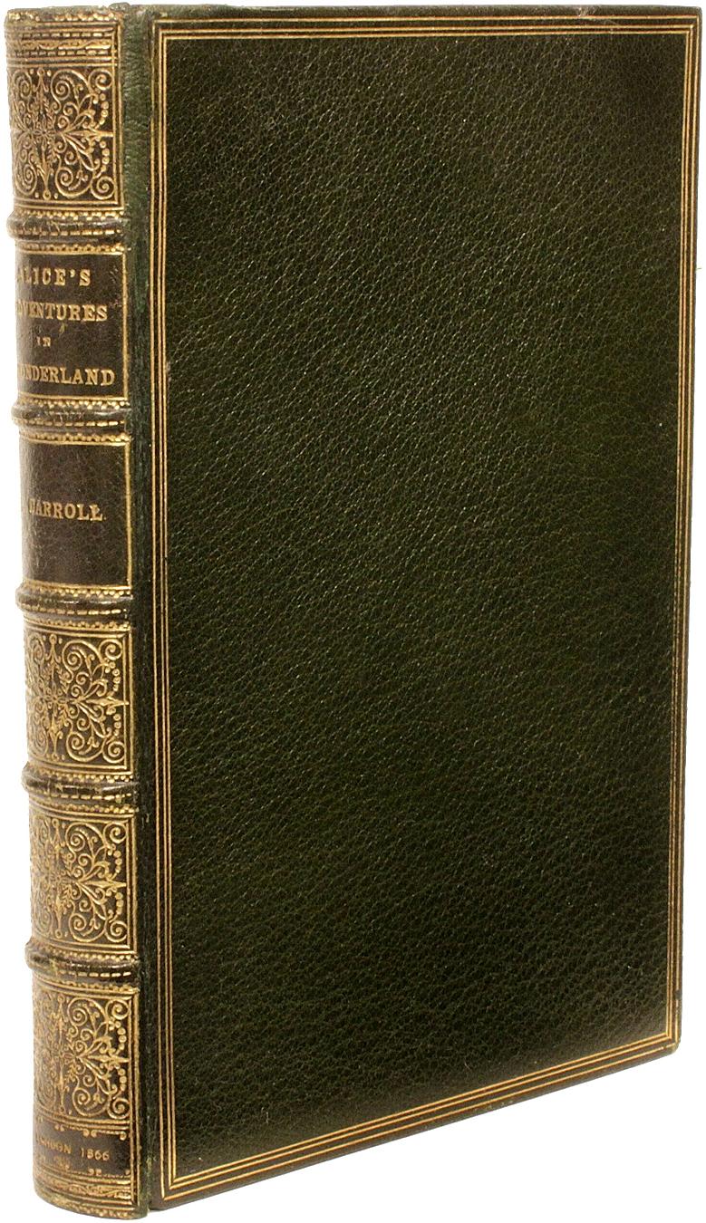 Author: DODGSON, Charles Lutwidge: (Lewis Carroll). 

Title: Alice's Adventures In Wonderland. 

Publisher: London: Macmillan & Co., 1866.

Description: First London Edition. 1 vol., illustrated By John Tenniel. Bound in full green morocco,