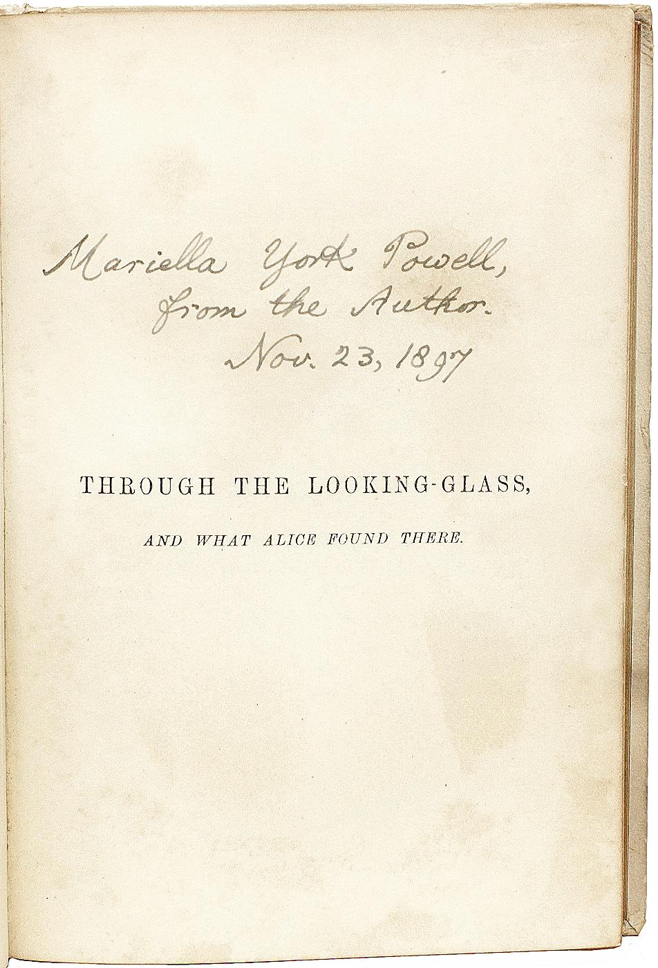 Fin du XIXe siècle Lewis Carroll (Dodgson) - À travers le miroir. 1877 - EXEMPLAIRE DE PRÉSENTATION en vente