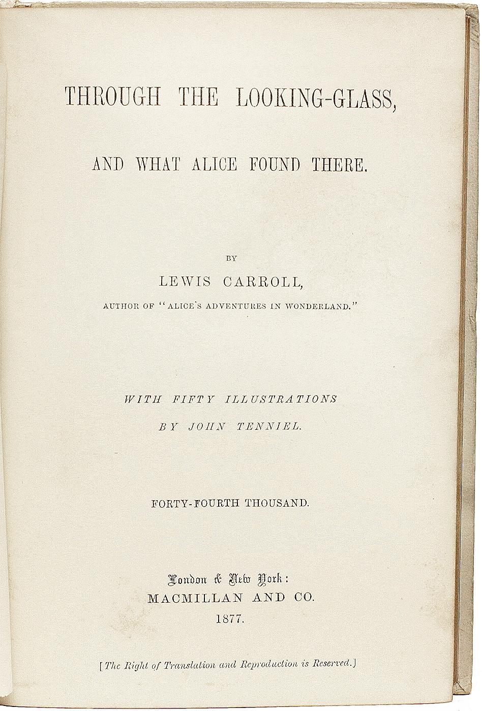 Lewis Carroll (Dodgson) - À travers le miroir. 1877 - EXEMPLAIRE DE PRÉSENTATION en vente 1