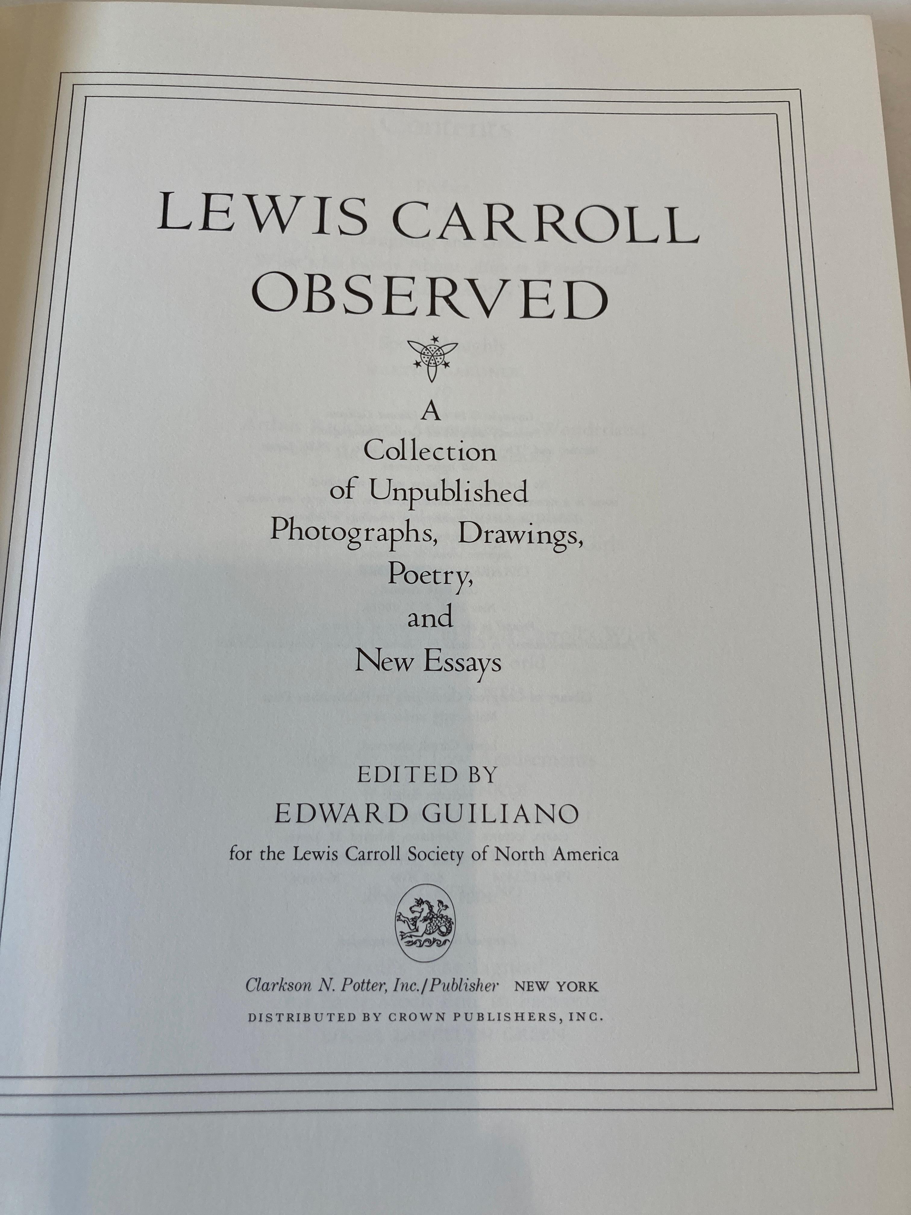 Paper Lewis Carroll Observed Hardcover Book For Sale