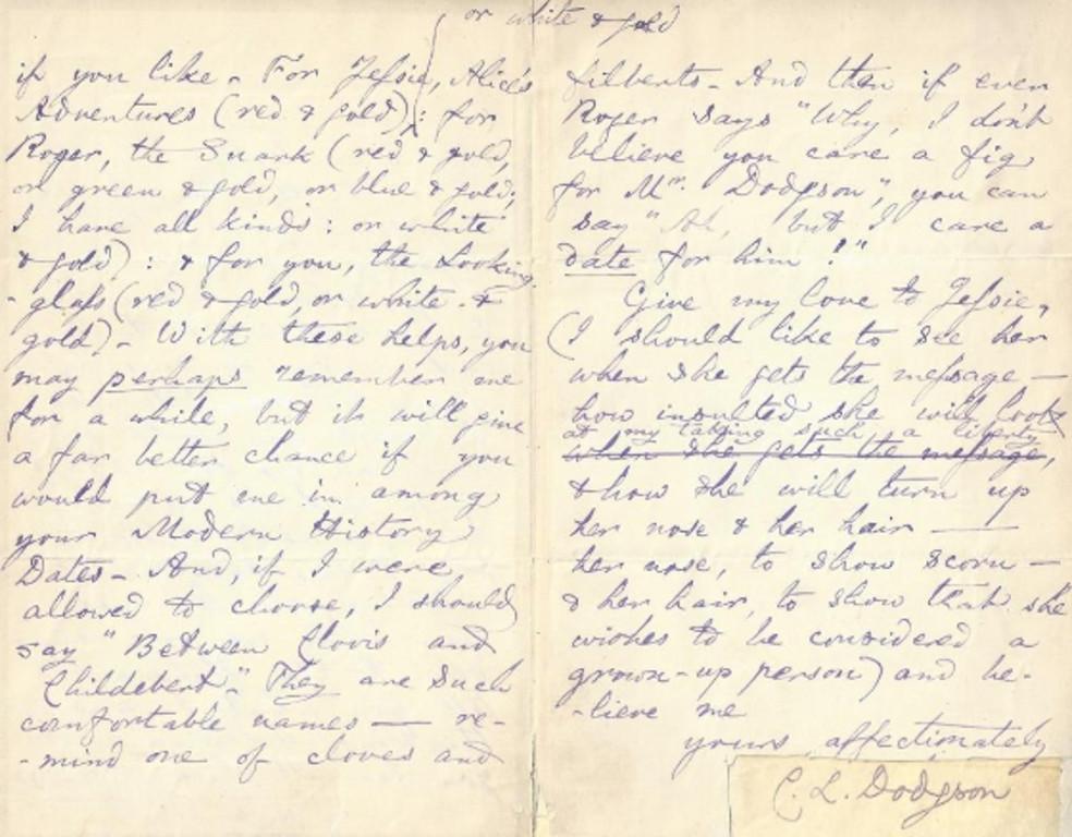 Lewis Carroll: Zwei originale handgeschriebene Briefe auf Papier, 1877 1