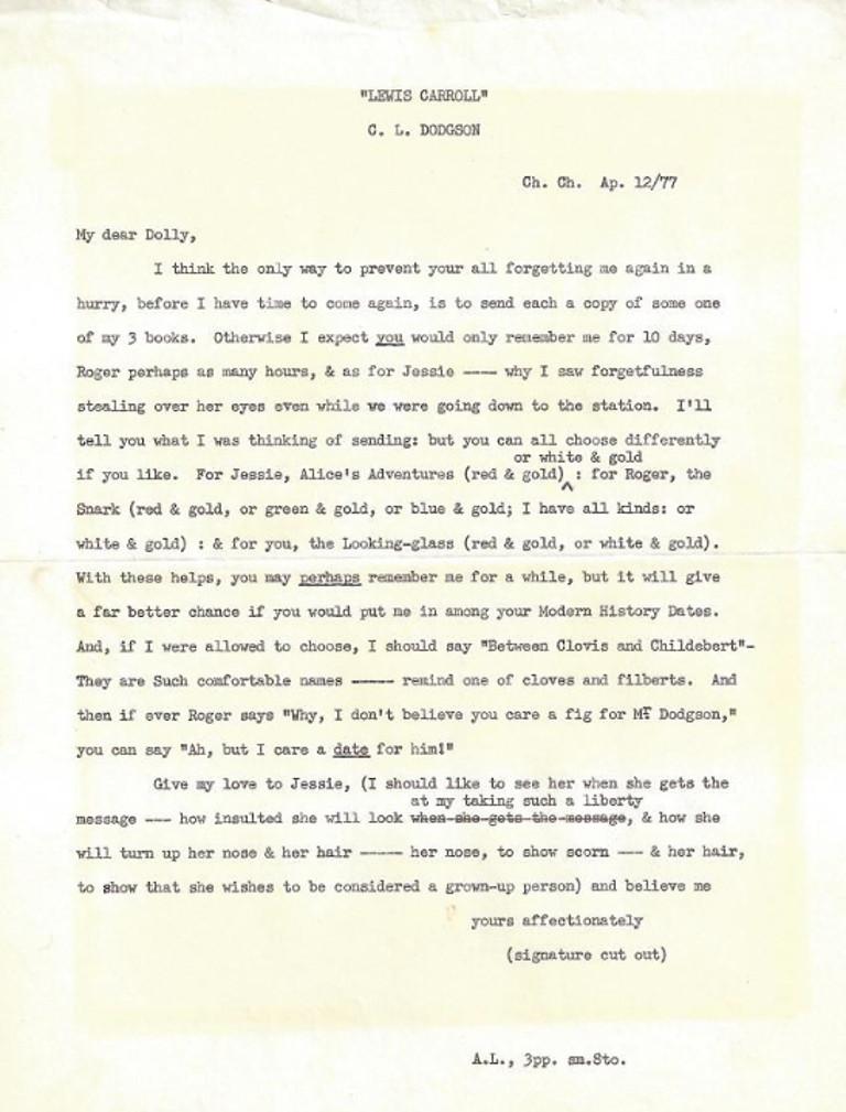 Lewis Carroll: Zwei originale handgeschriebene Briefe auf Papier, 1877 2